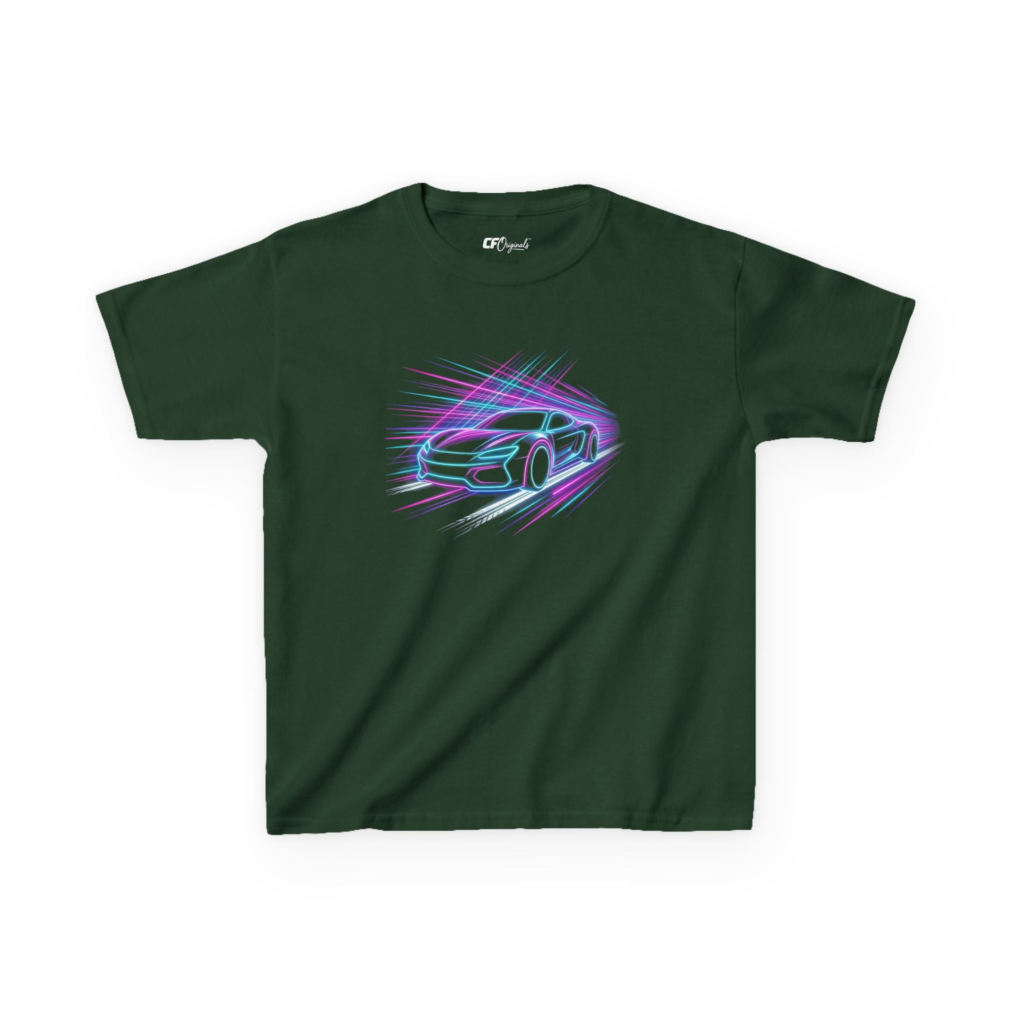 Kids Neon Speed Car Tee — Racing Graphic
