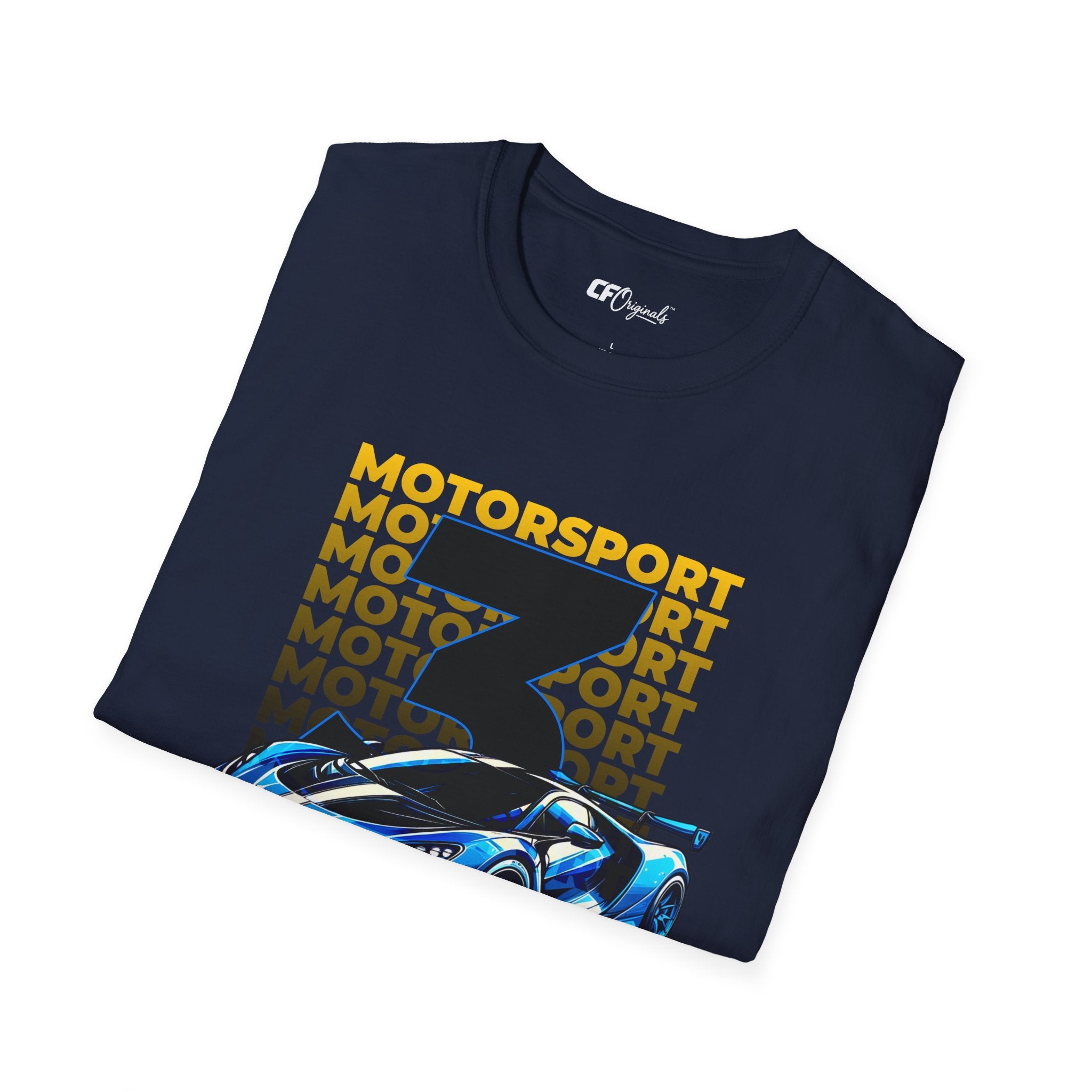 Motorsport No.3 Racing T‑Shirt — Blue Supercar Graphic Tee