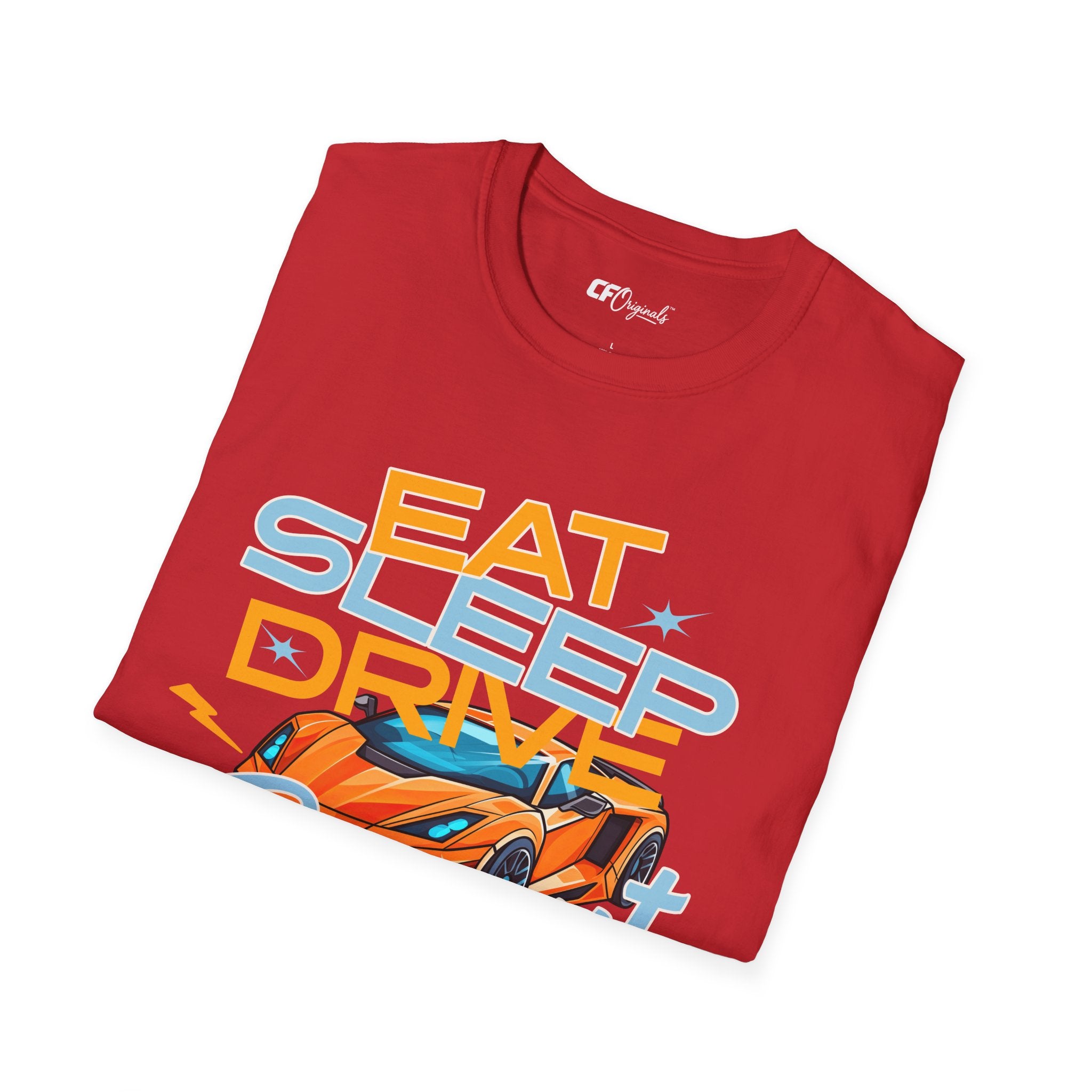 Eat Sleep Drive Repeat T-Shirt — Racing Car Graphic Tee for Motorsport Fans