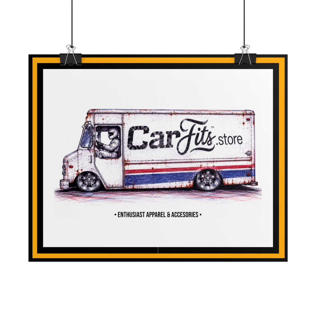 Rolled Poster - Vintage Delivery Truck "CarFits.store" Automotive Wall Art