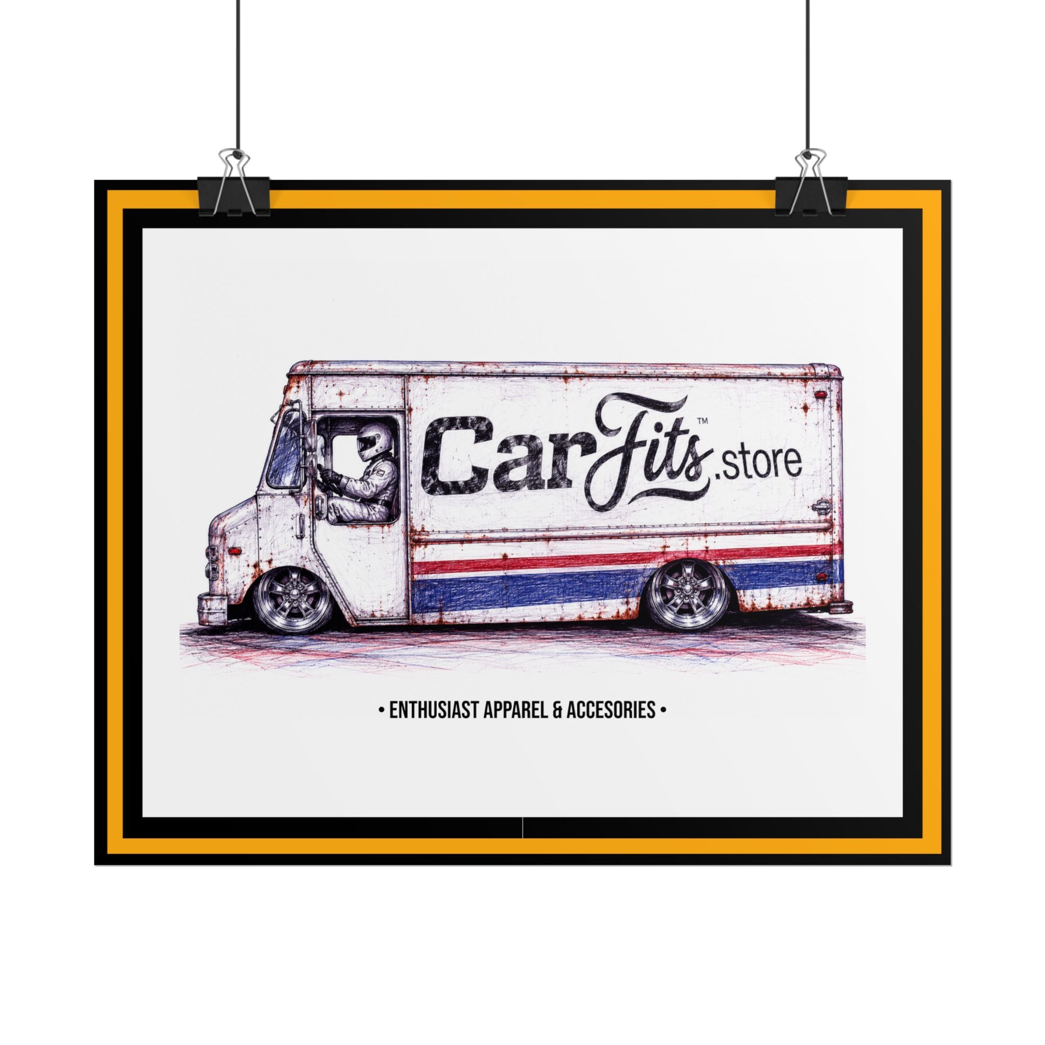 Rolled Poster - Vintage Delivery Truck "CarFits.store" Automotive Wall Art