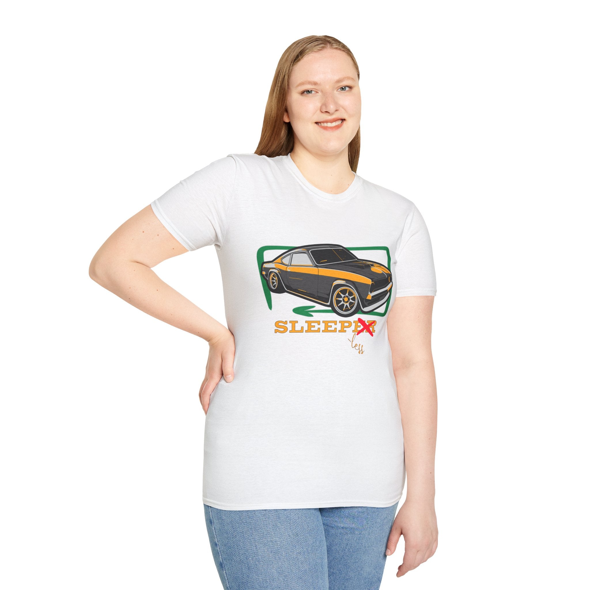 Classic Muscle Car T-Shirt — Retro 'Sleepless' Graphic Tee