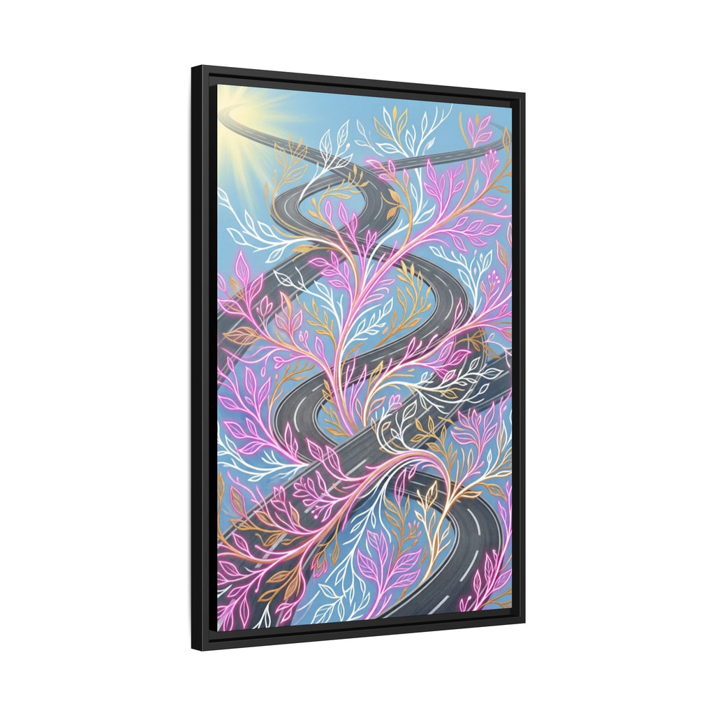 Framed Matte Canvas Floral Vines Wall Art — Pastel Botanical Abstract