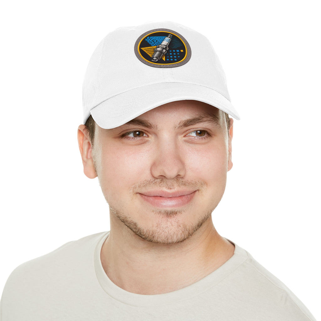 Spark Plug Patch Dad Hat — Vintage Automotive Mechanic Cap