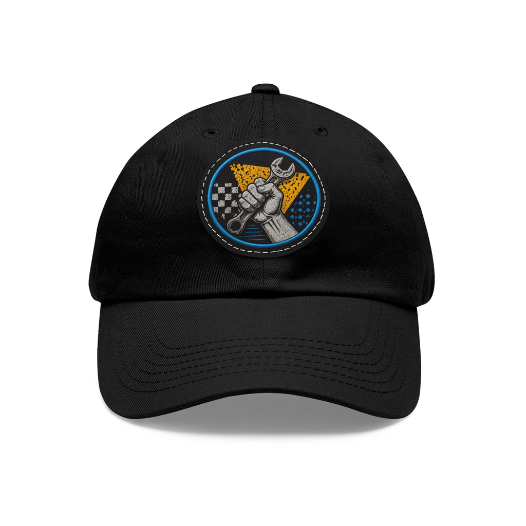 Mechanic Wrench Patch Dad Hat — Vintage Toolworker Baseball Cap