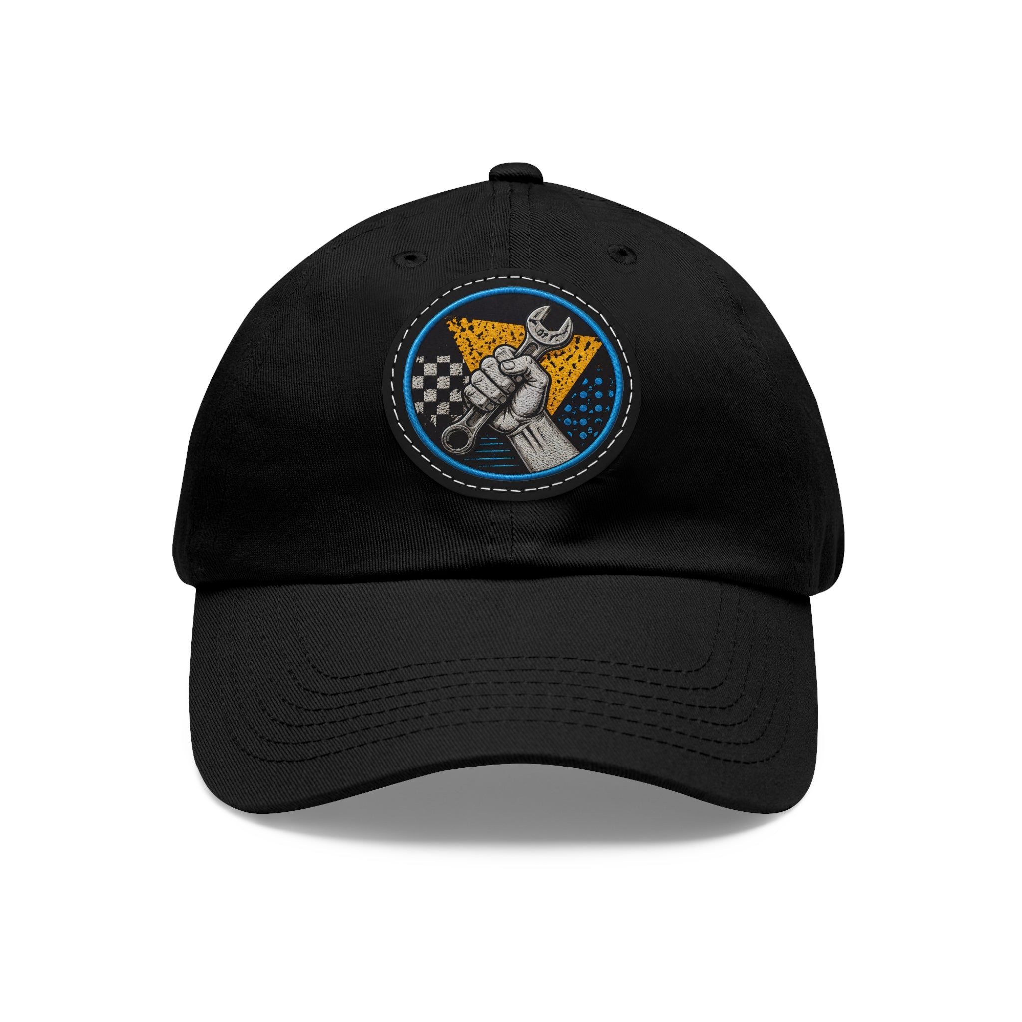 Mechanic Wrench Patch Dad Hat — Vintage Toolworker Baseball Cap