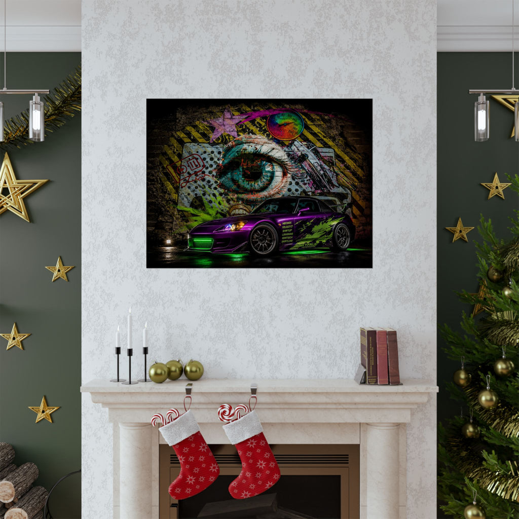 Graffiti Sports Car Matte Poster — Neon Drift Street Art Wall Print