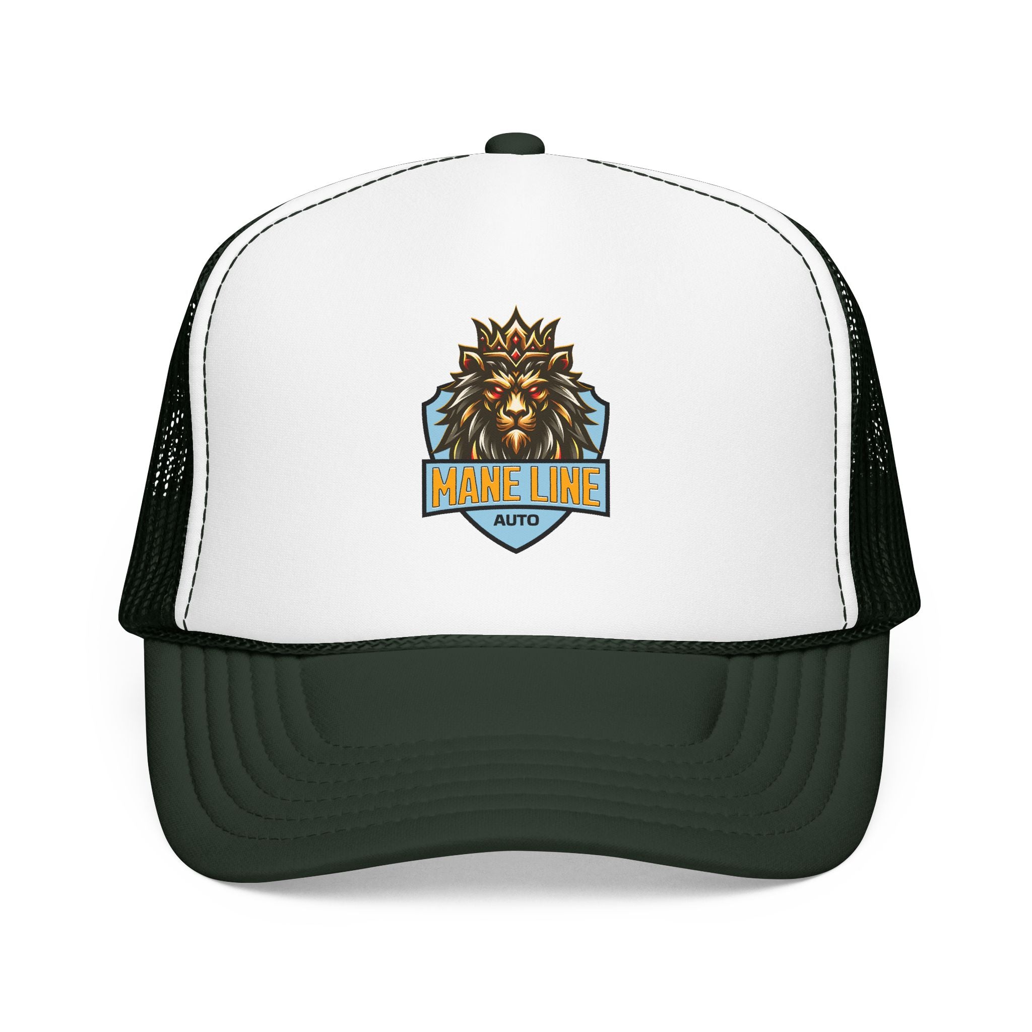 Logo Trucker Hat — 'Mane Line Auto' Foam Mesh Cap