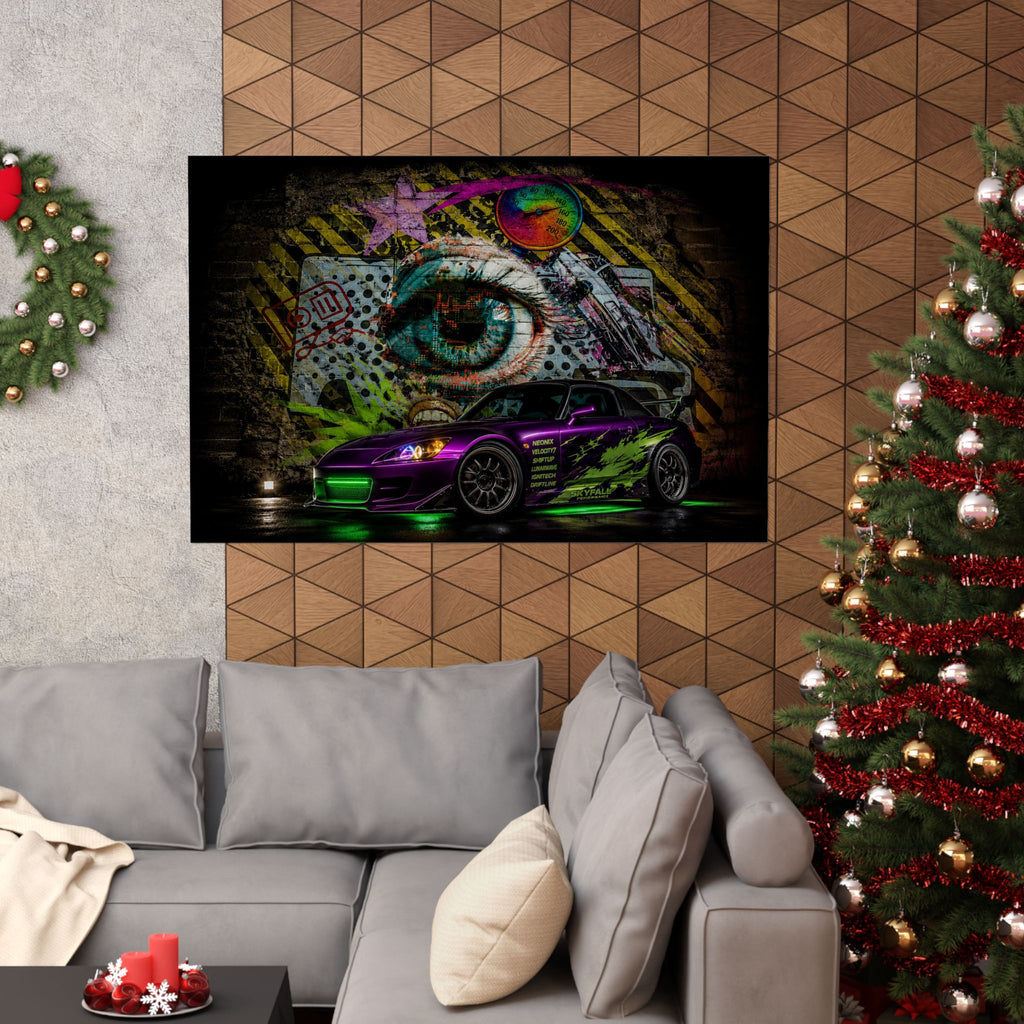 Graffiti Sports Car Matte Poster — Neon Drift Street Art Wall Print