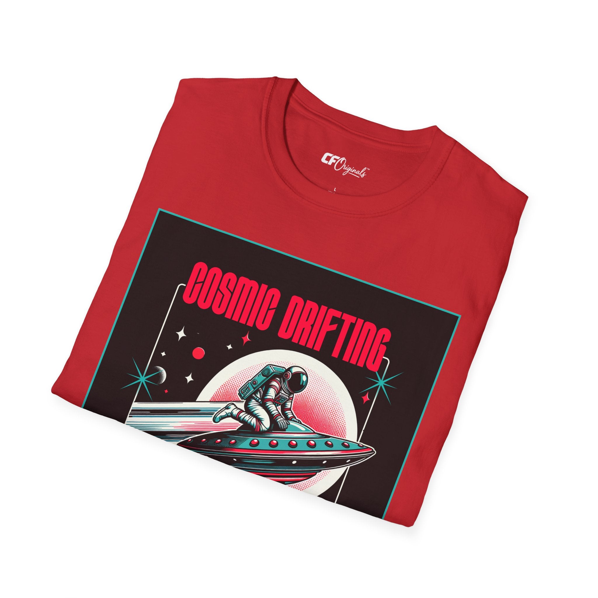 Cosmic Drifting T-Shirt — Retro Astronaut & UFO Vintage Space Tee