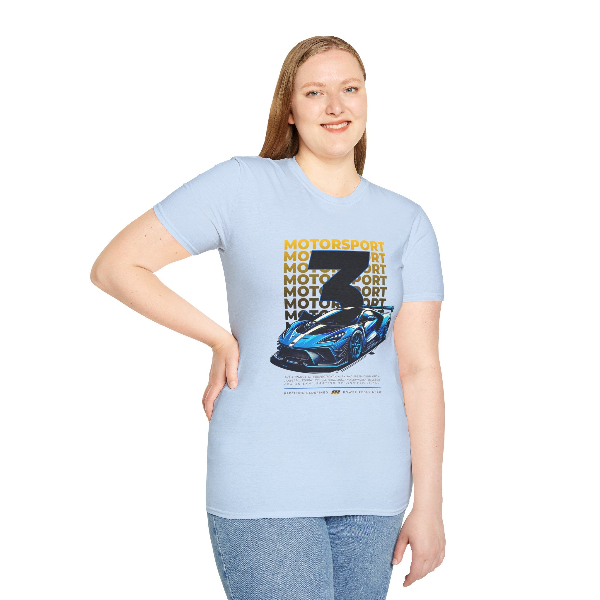 Motorsport No.3 Racing T‑Shirt — Blue Supercar Graphic Tee