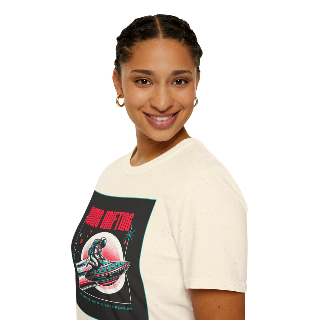 Cosmic Drifting T-Shirt — Retro Astronaut & UFO Vintage Space Tee