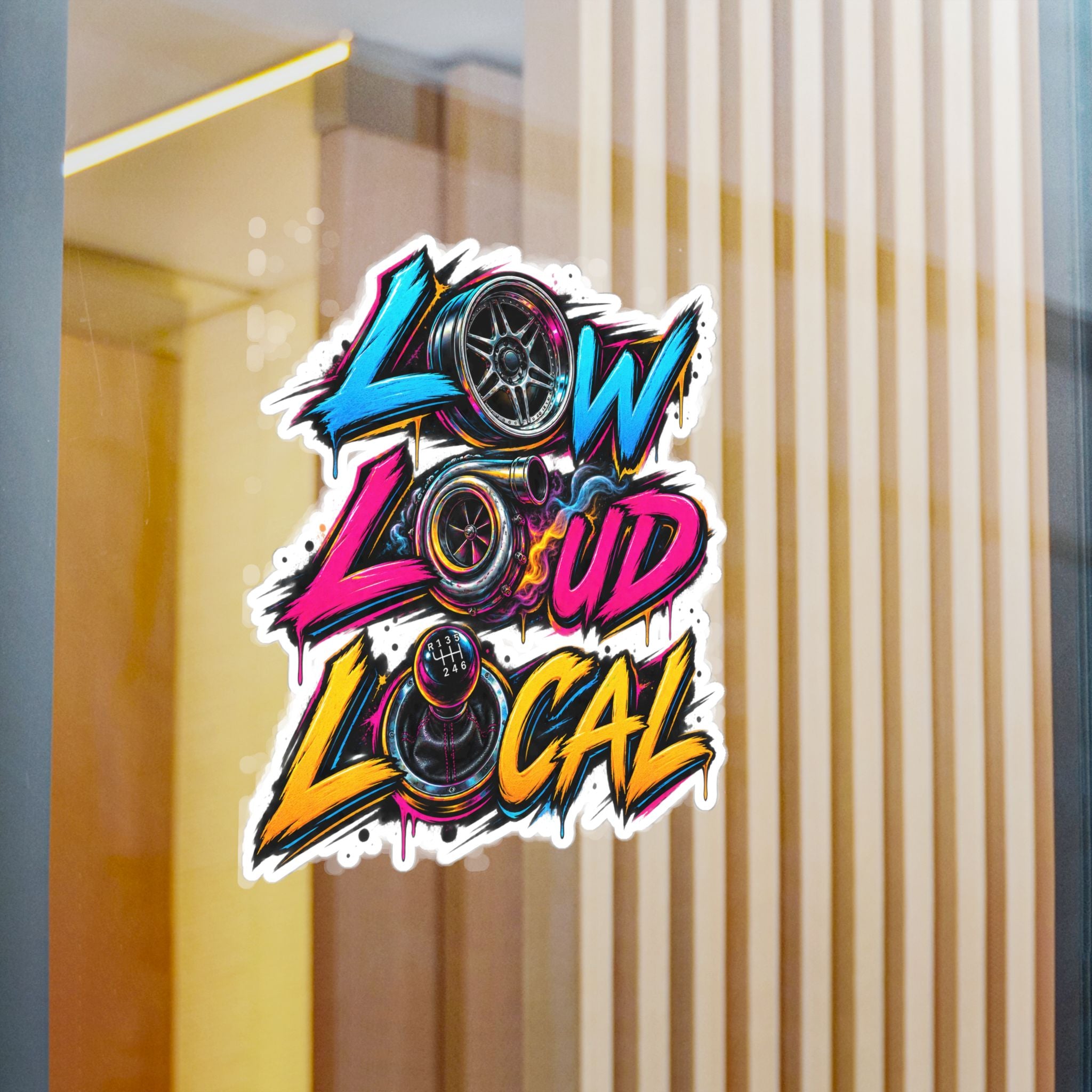 'Low Loud Local' Kiss-Cut Vinyl Sticker — Car Audio & Bass Lovers Decal