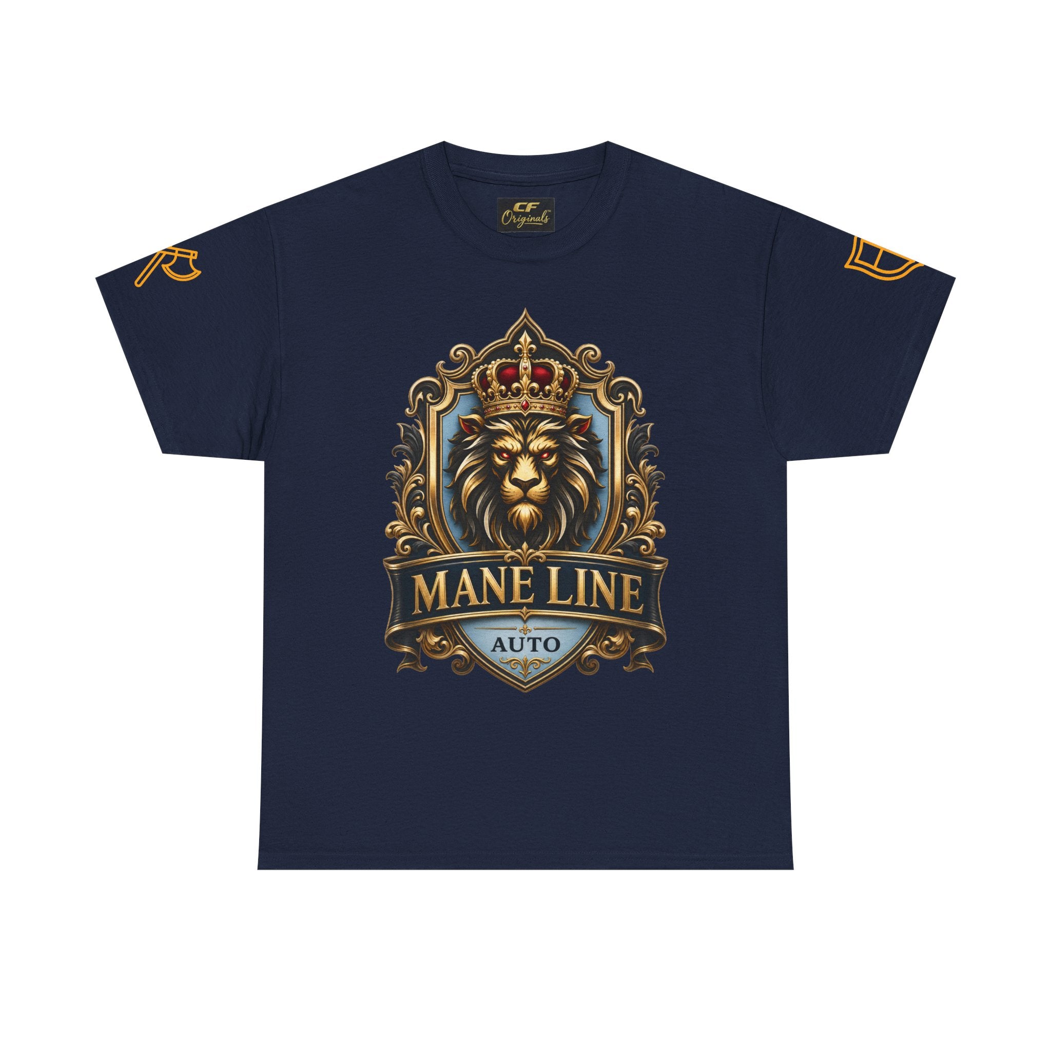 Lion Crest Tee — "Mane Line Auto" Vintage Heraldic Graphic Shirt