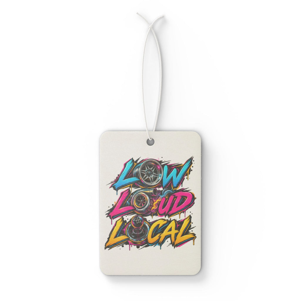 'Low Loud Local' Automotive Graffiti Air Freshener — Onyx Frost / New Car / Pine