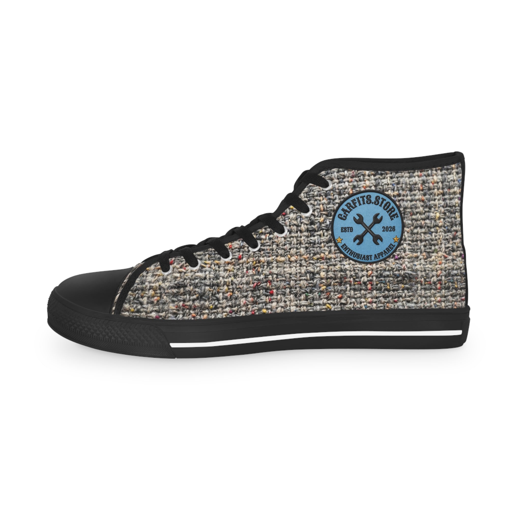 High Top Sneakers — Tweed Texture Men's Casual Athletic Shoes