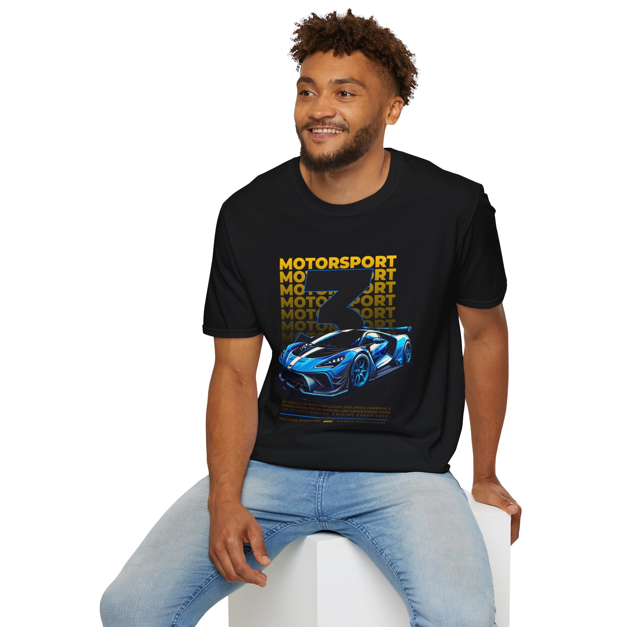 Motorsport No.3 Racing T‑Shirt — Blue Supercar Graphic Tee
