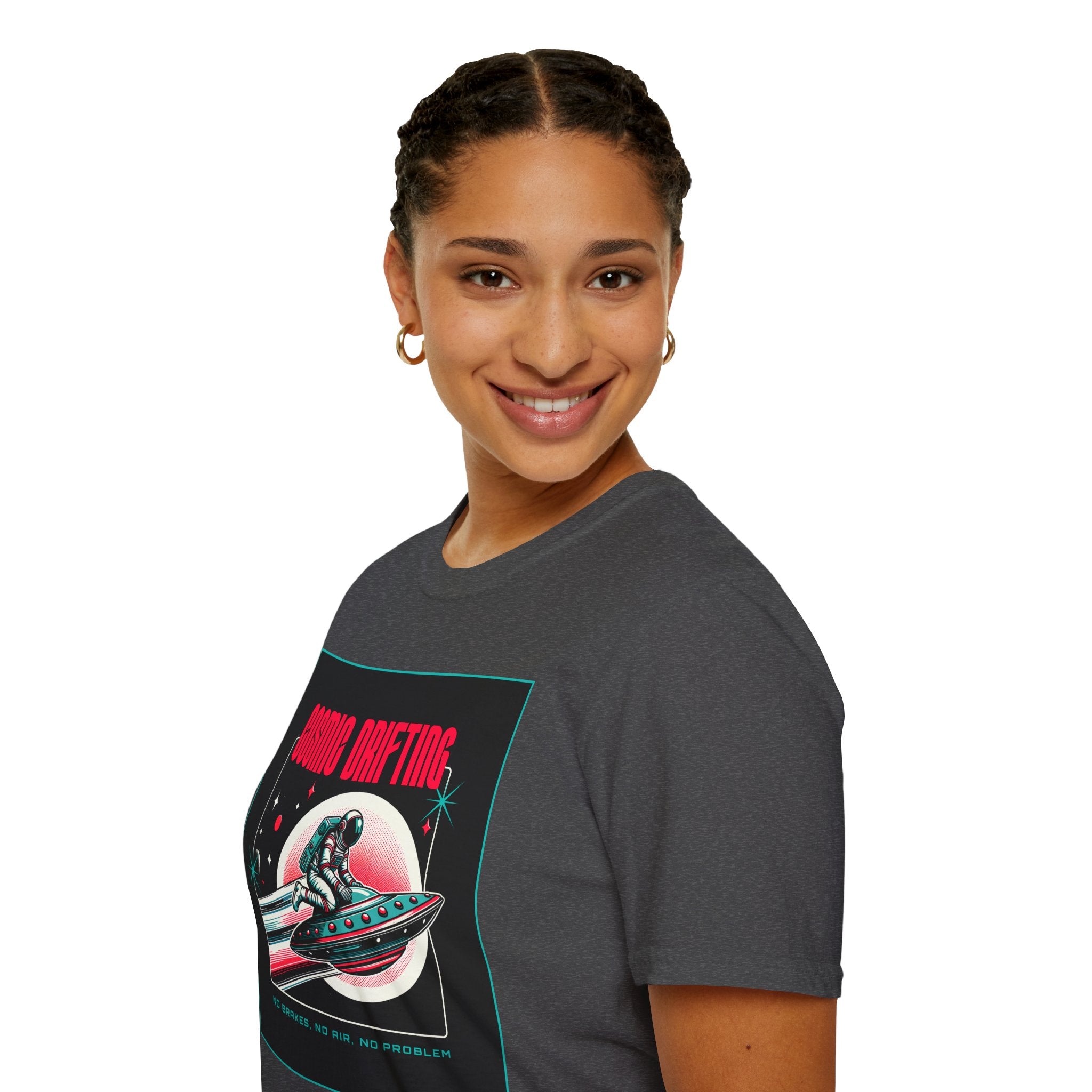 Cosmic Drifting T-Shirt — Retro Astronaut & UFO Vintage Space Tee