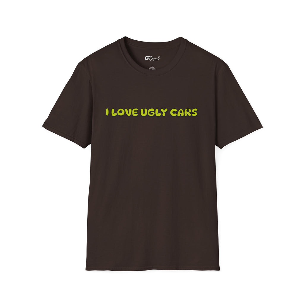 T-Shirt — "I Love Ugly Cars" Retro Green Graphic Tee