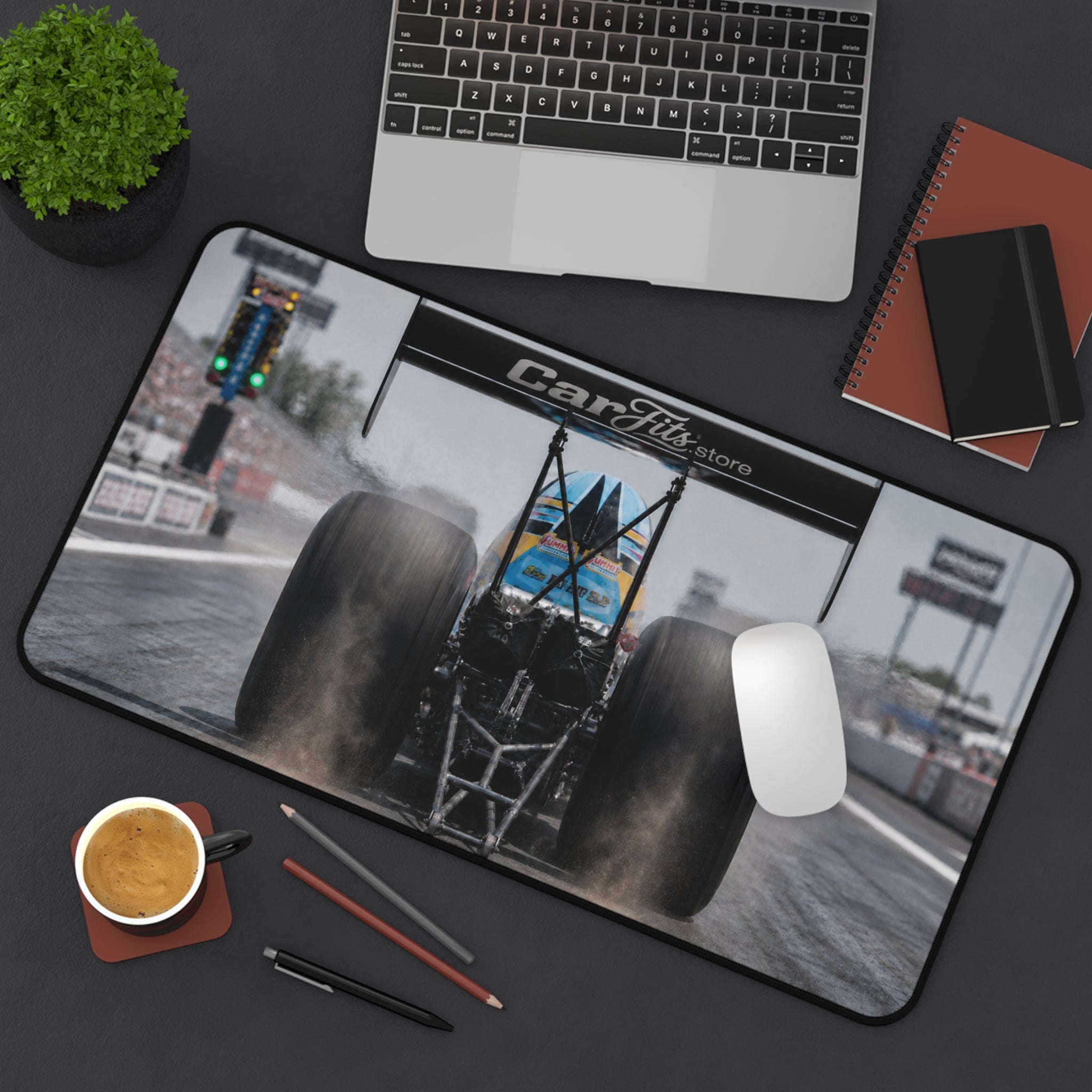 Dragster Racing Desk Mat — High-Speed Drag Racing Mouse Pad for Car Enthusiasts