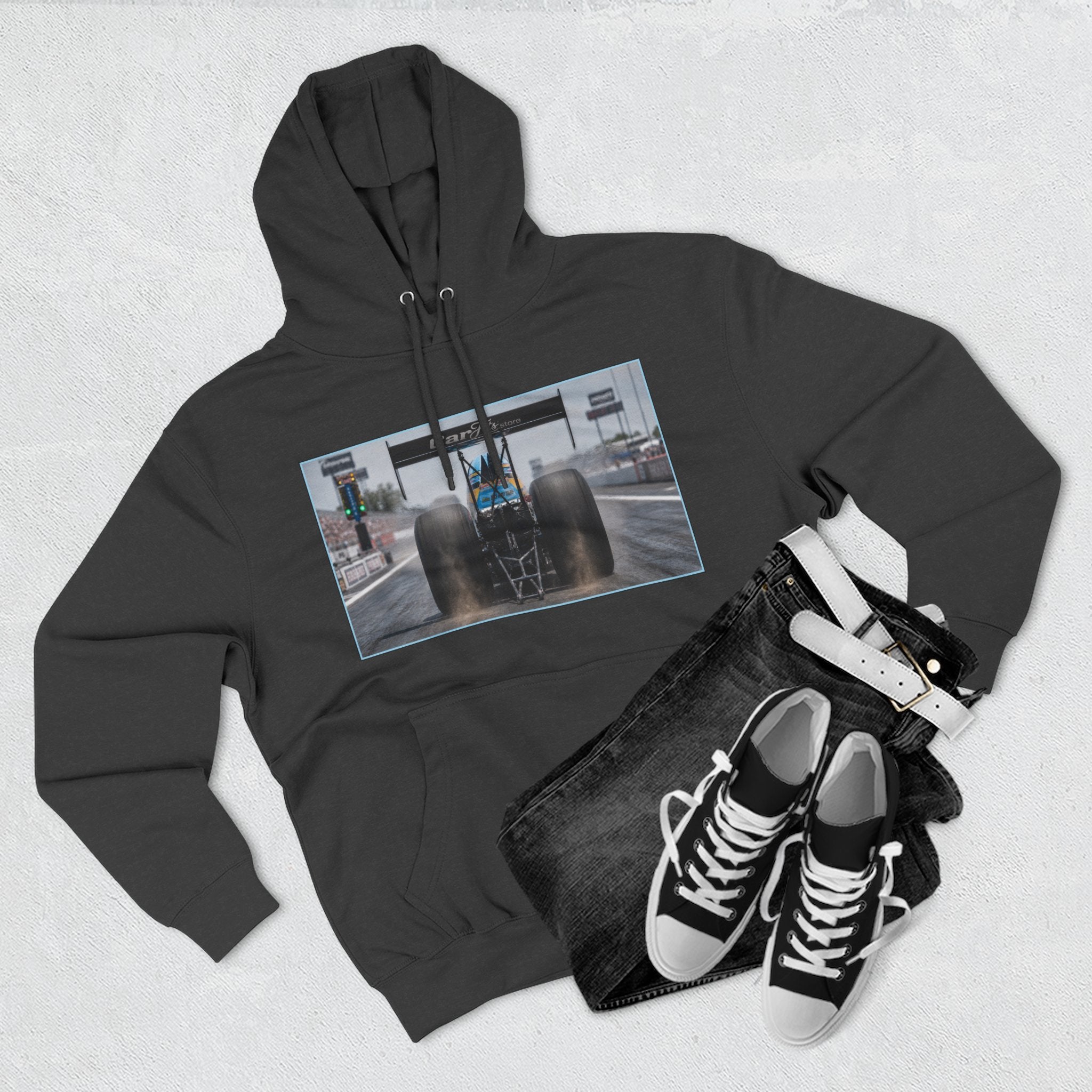 Racing Dragster Hoodie — "Land of 10,000HP" Fleece Pullover