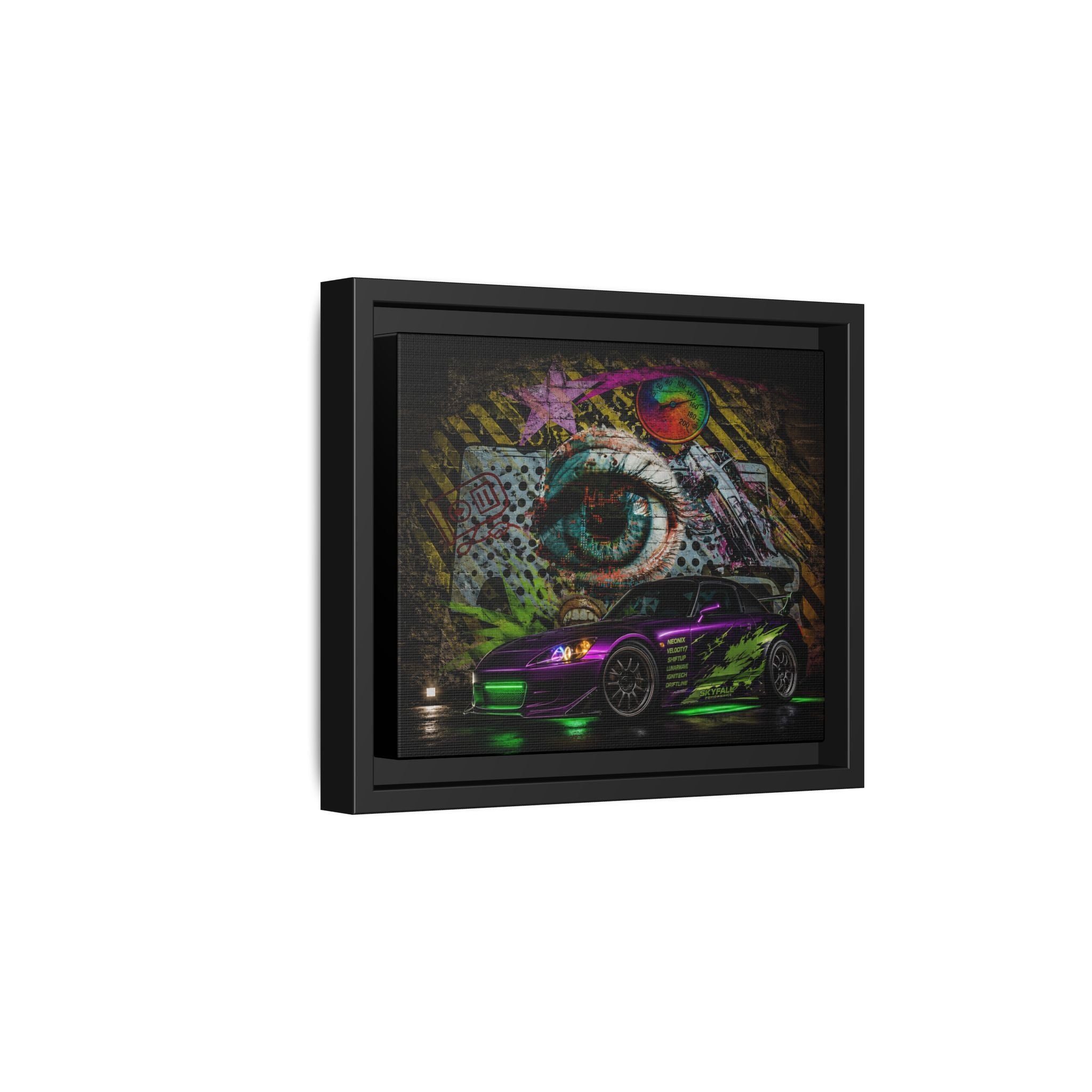 Graffiti Sports Car Matte Canvas - Framed Wall Art
