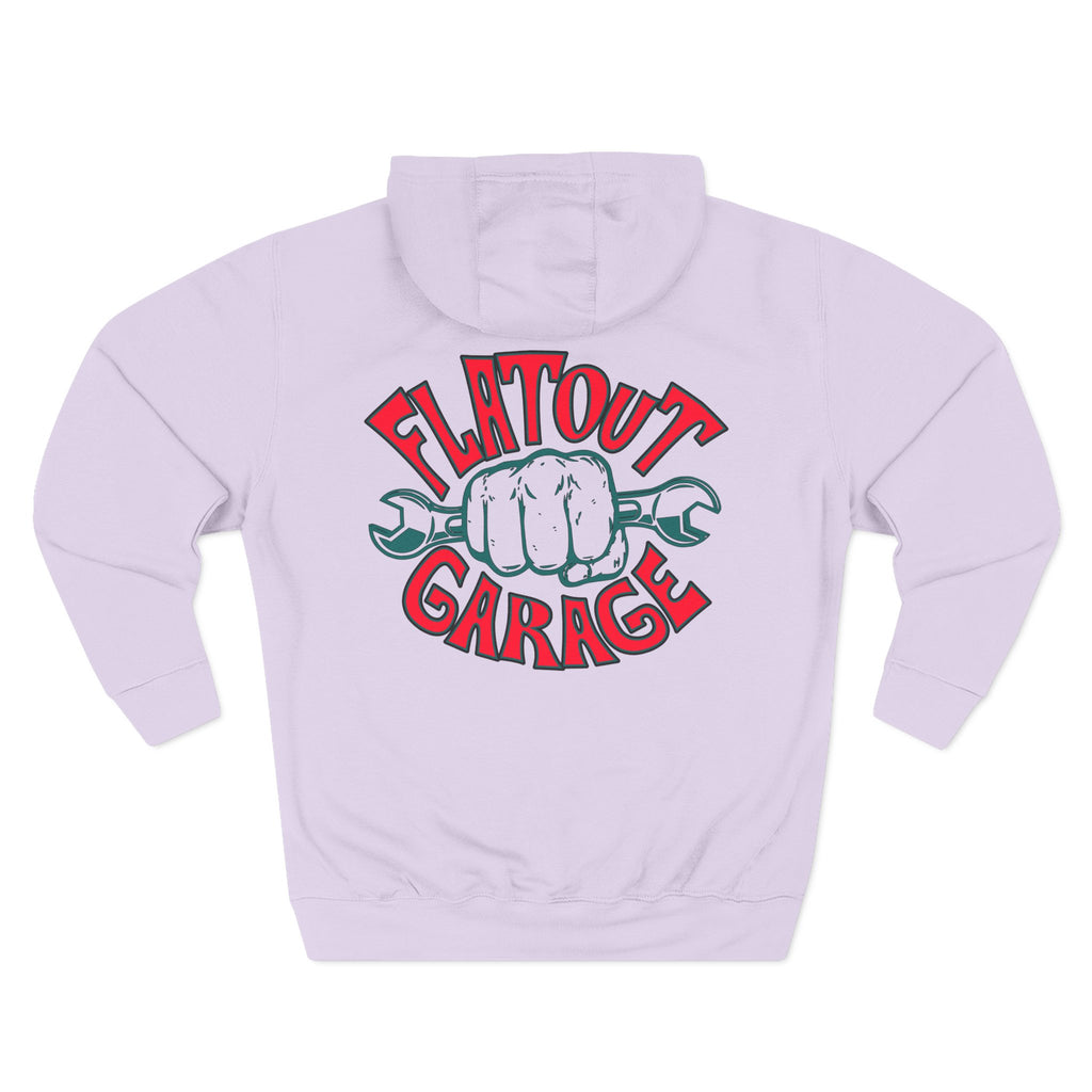 Flatout Garage Fleece Hoodie — Mechanic Shop Logo Pullover