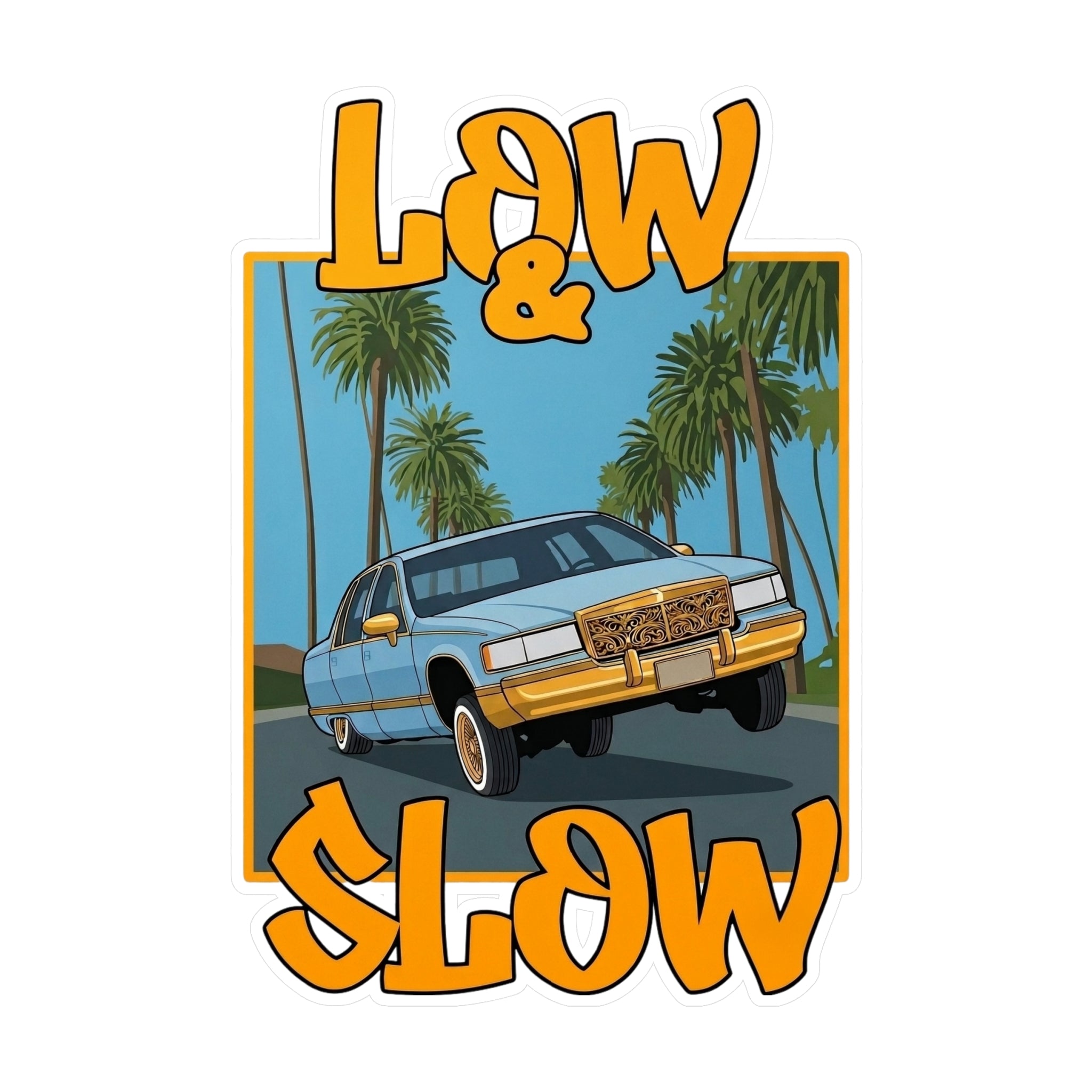 Low & Slow Car Sticker — Vintage Lowrider Kiss-Cut Vinyl Decal
