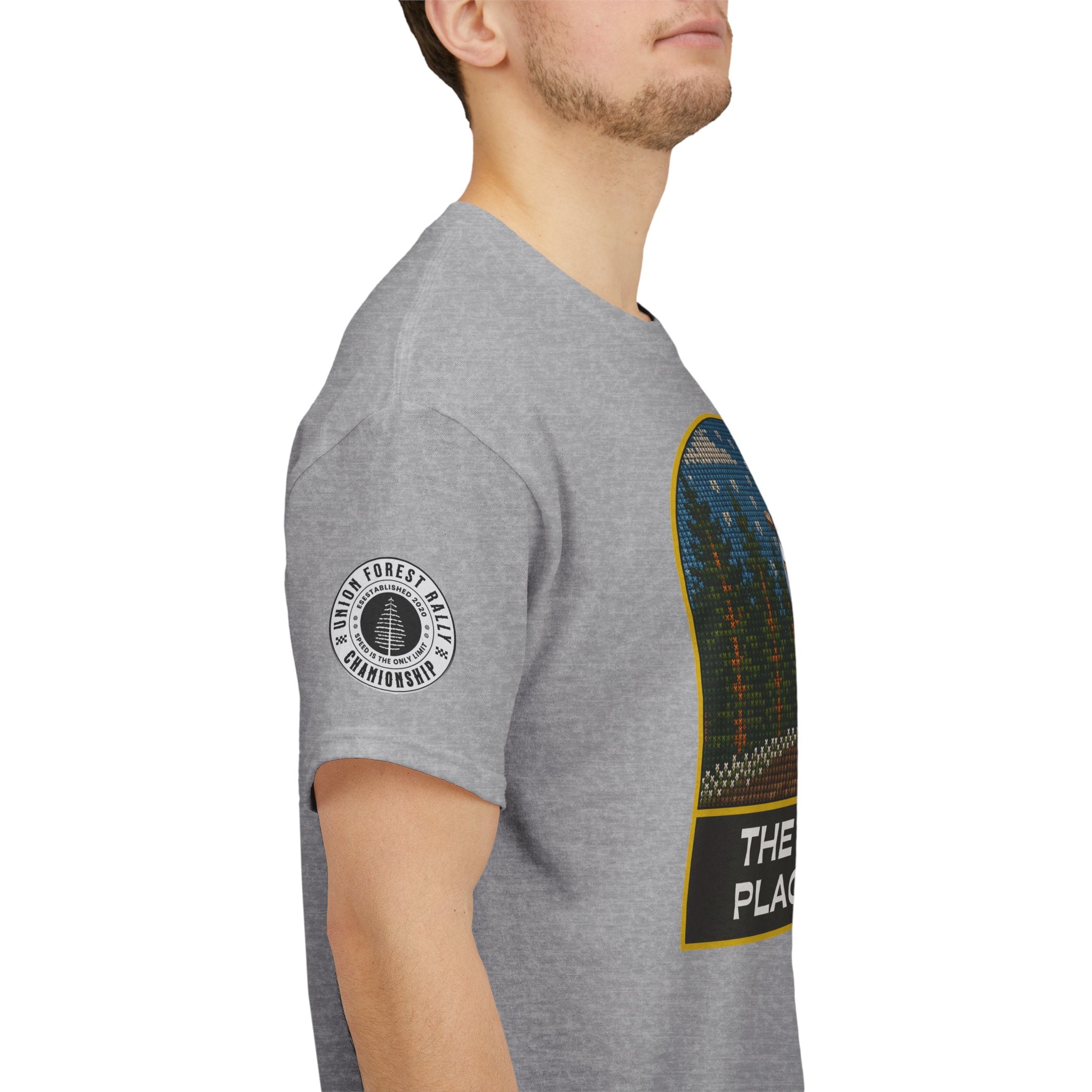 Forest Rally T‑Shirt – 'The Forest Is a Place of Magic' Cross-stitched Style Graphic