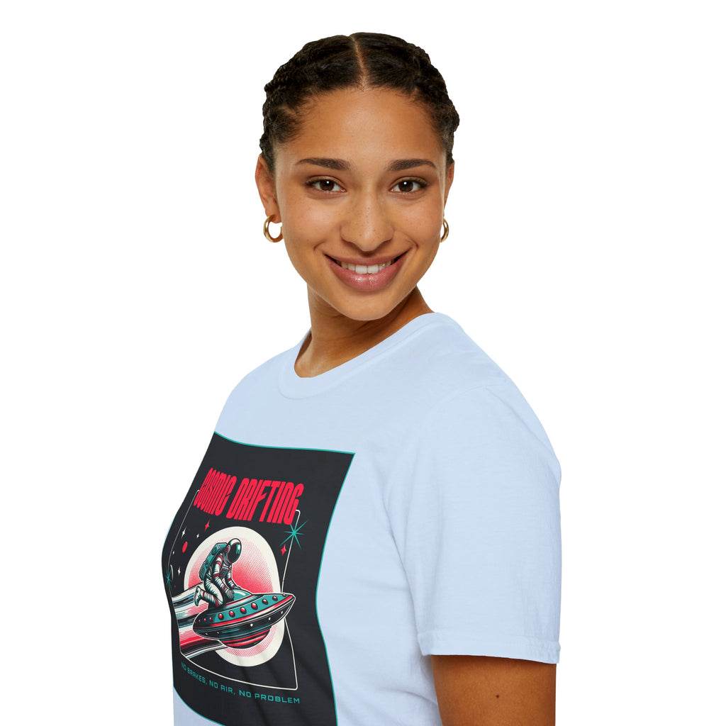 Cosmic Drifting T-Shirt — Retro Astronaut & UFO Vintage Space Tee