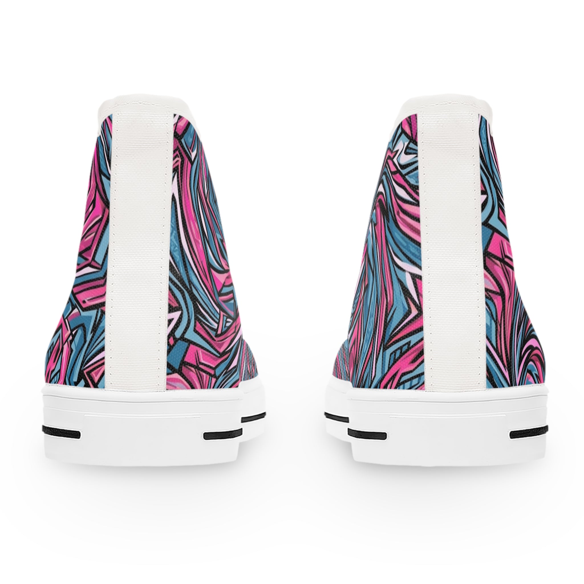 Women’s High Top Sneakers — Vibrant Pink & Teal Abstract Streetwear