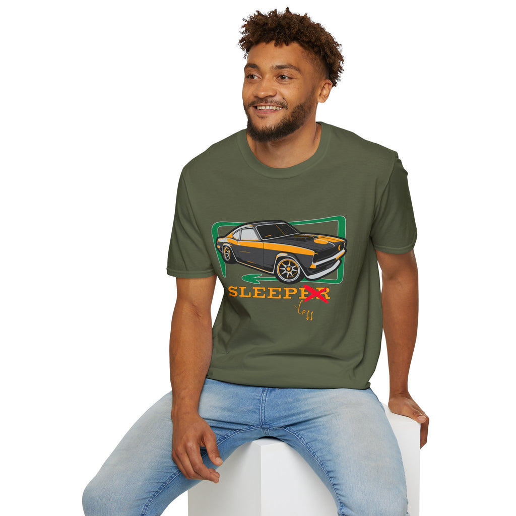 Classic Muscle Car T-Shirt — Retro 'Sleepless' Graphic Tee