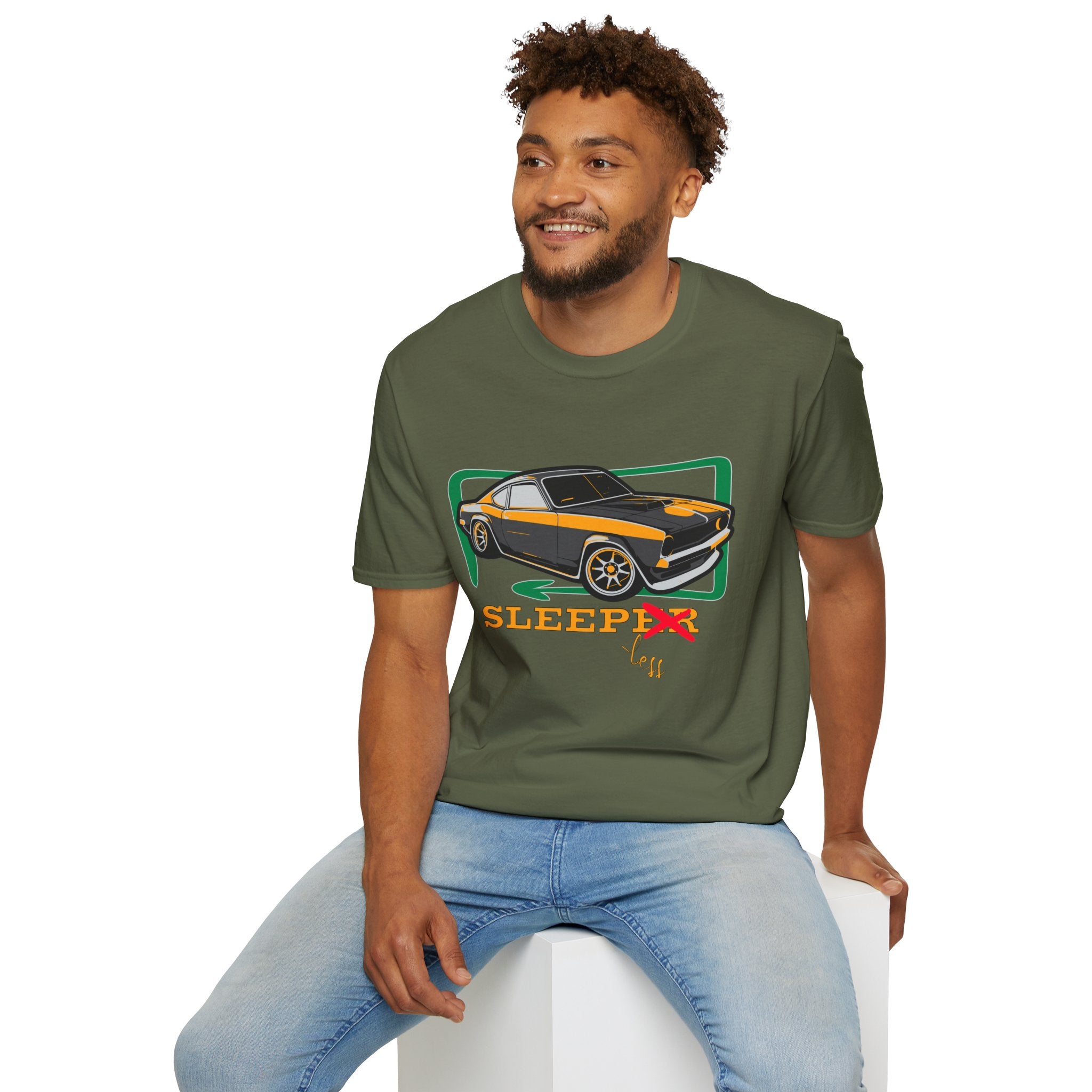 Classic Muscle Car T-Shirt — Retro 'Sleepless' Graphic Tee