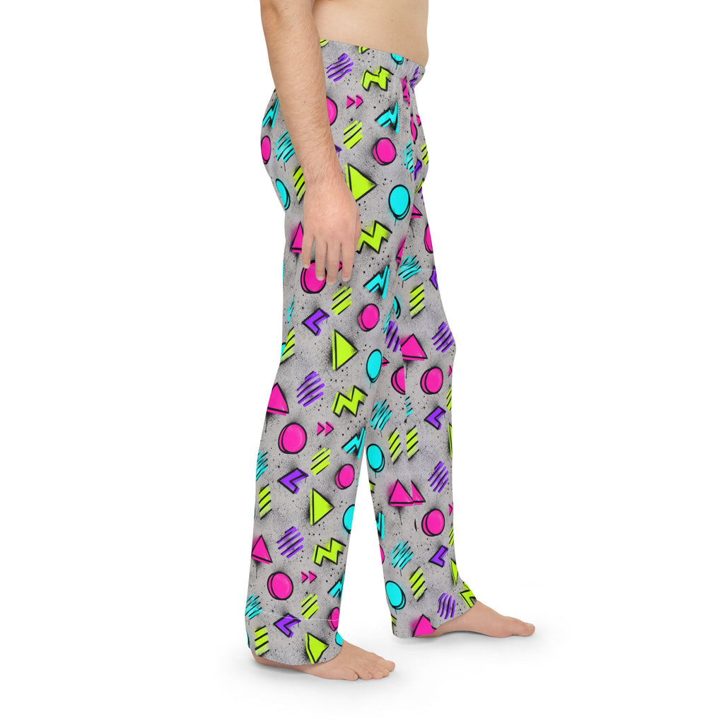Men's Pajama Pants — Retro 80s Neon Geometric Lounge Pants
