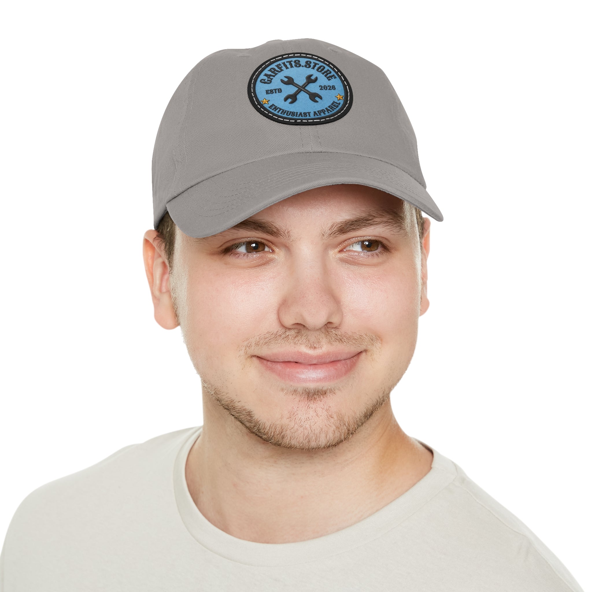 Mechanic Logo Dad Hat — Leather Patch Cap