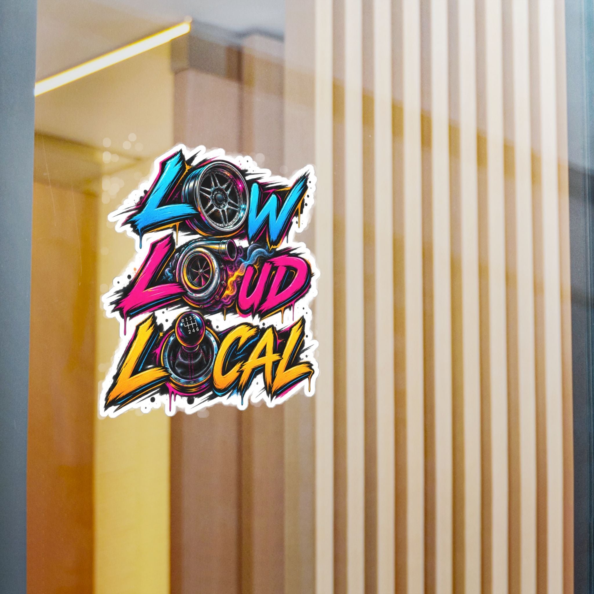 'Low Loud Local' Kiss-Cut Vinyl Sticker — Car Audio & Bass Lovers Decal