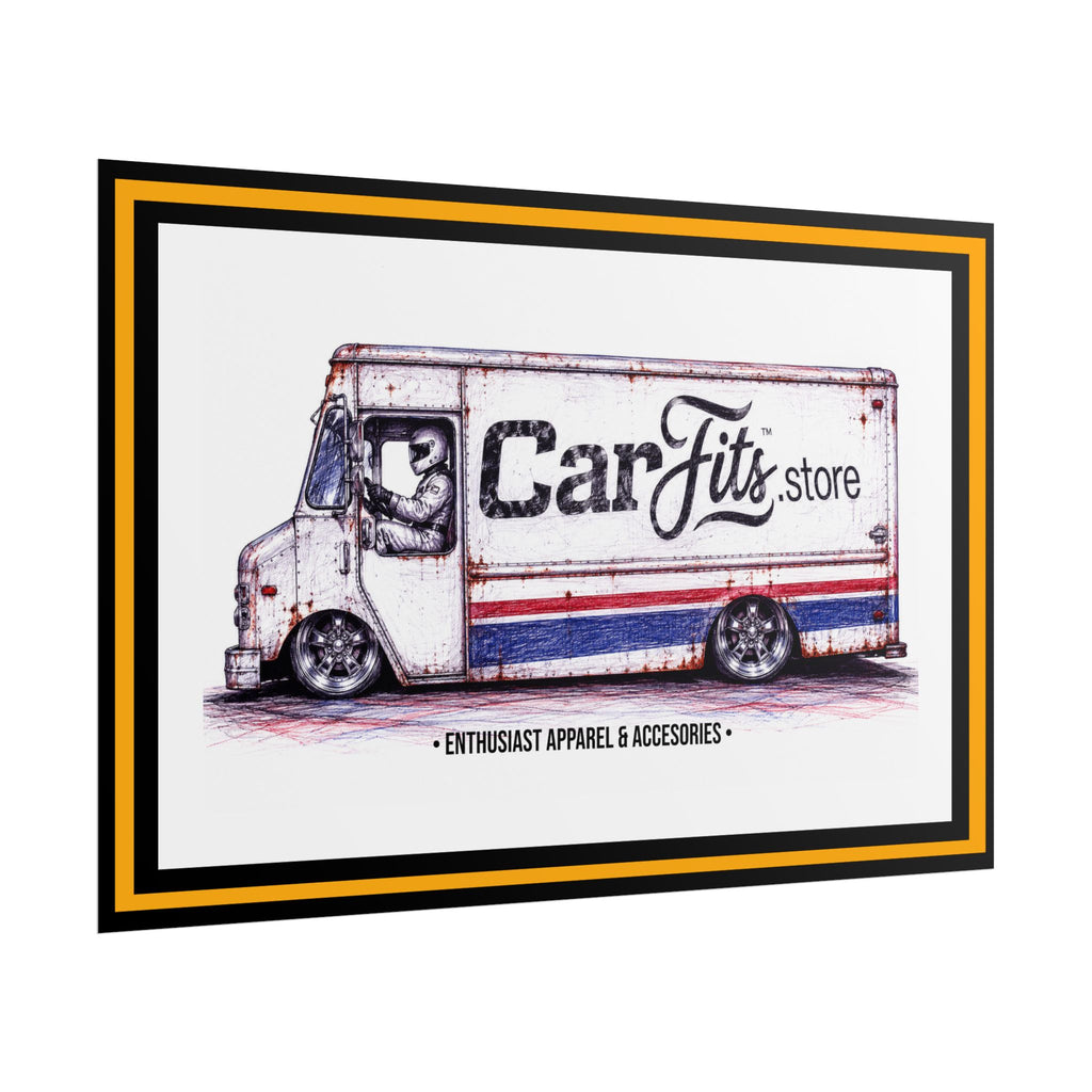 Rolled Poster - Vintage Delivery Truck "CarFits.store" Automotive Wall Art
