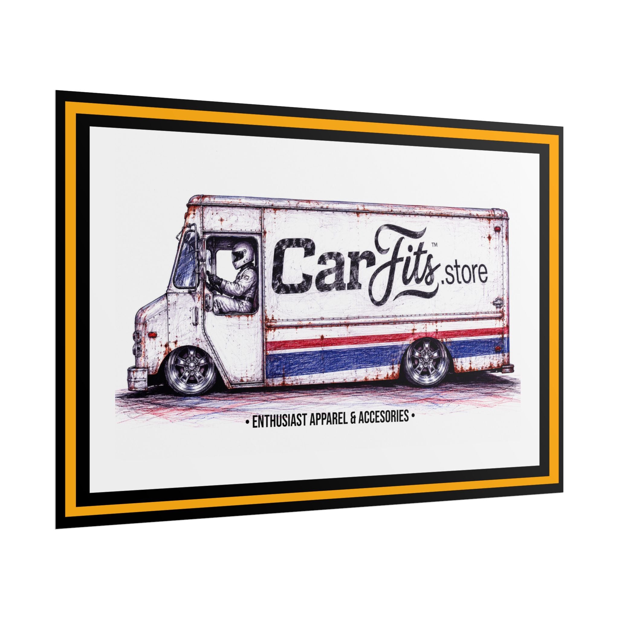 Rolled Poster - Vintage Delivery Truck "CarFits.store" Automotive Wall Art