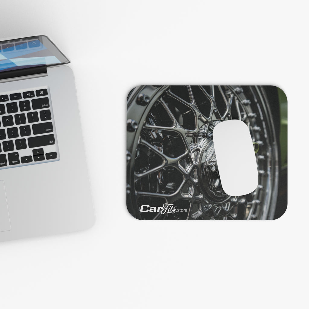 Chrome Basketweave Wheel Mouse Pad — Play and Display