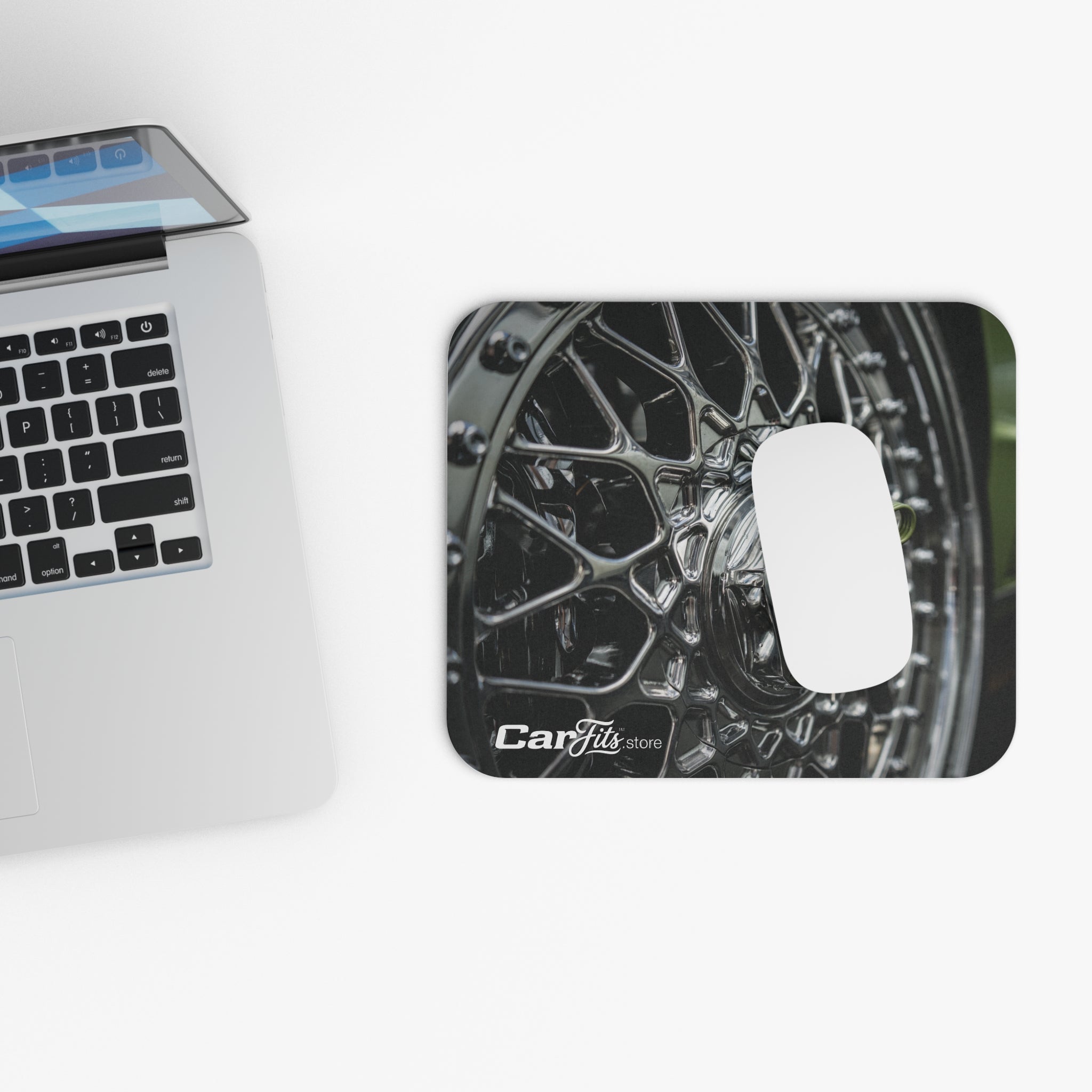 Chrome Basketweave Wheel Mouse Pad — Play and Display