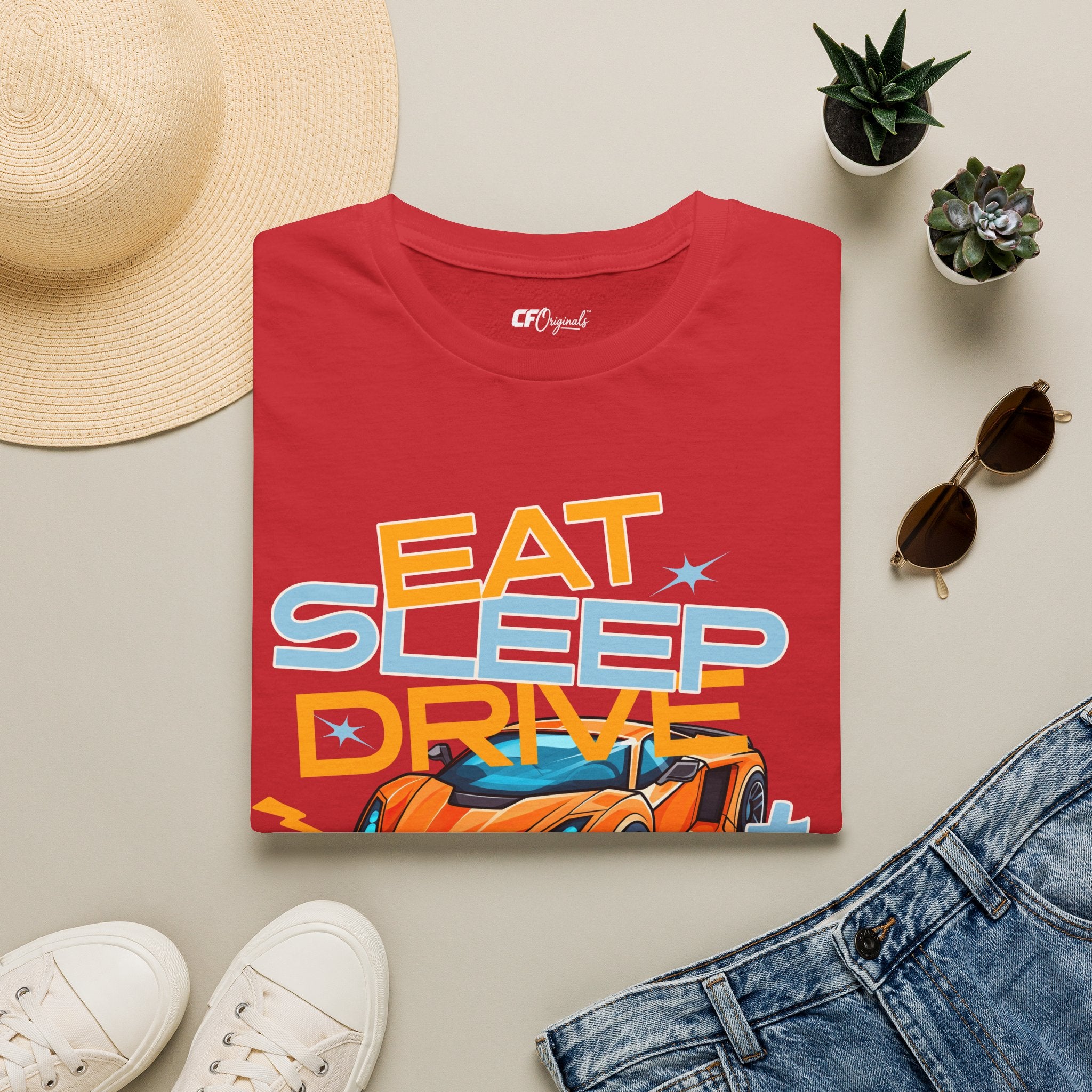 Eat Sleep Drive Repeat T-Shirt — Racing Car Graphic Tee for Motorsport Fans