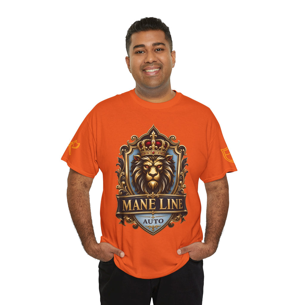 Lion Crest Tee — "Mane Line Auto" Vintage Heraldic Graphic Shirt