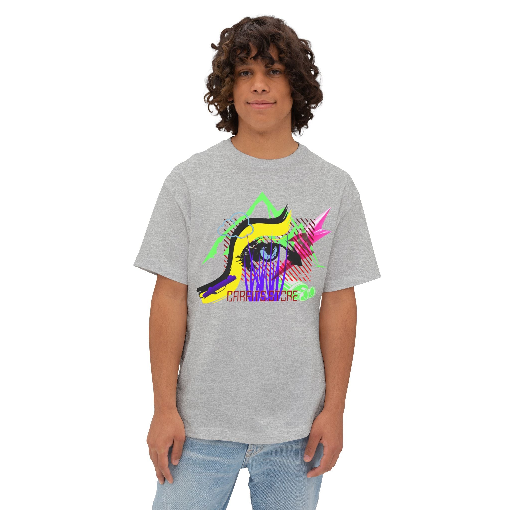 Neon Eye Boxy Tee — Retro Roadside Art Graphic Tee