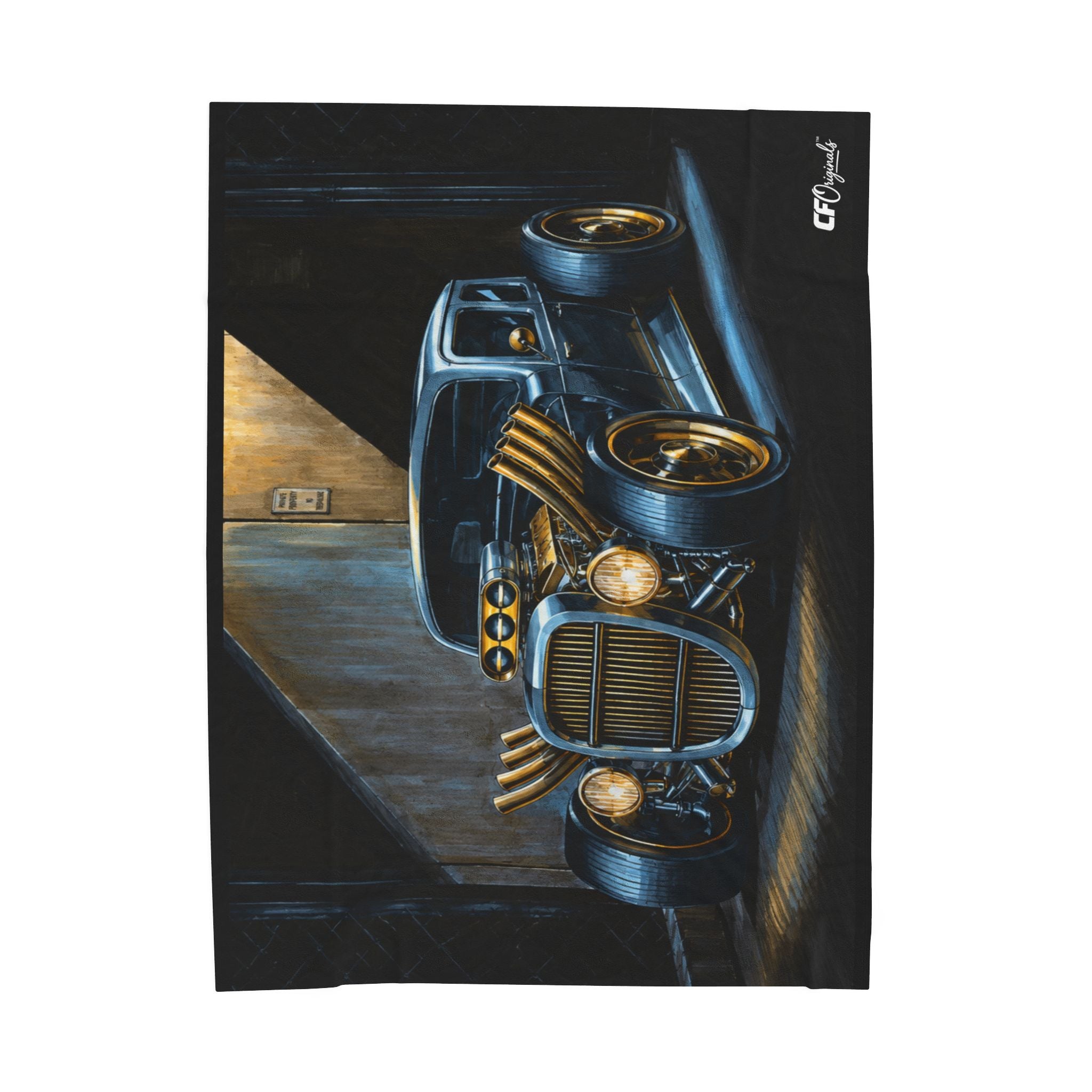 Classic Hot Rod Velveteen Plush Blanket — Vintage Car Artwork Throw
