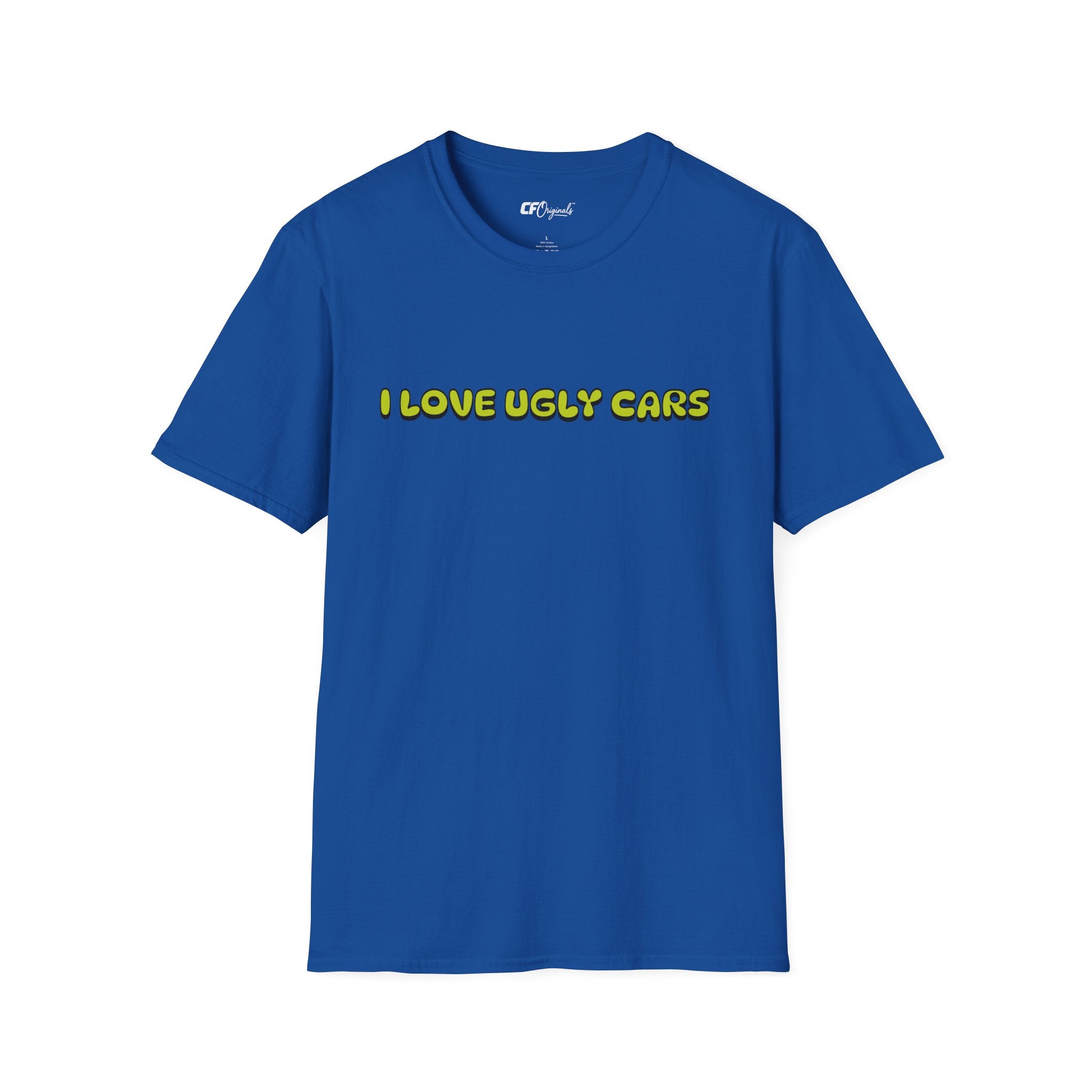 T-Shirt — "I Love Ugly Cars" Retro Green Graphic Tee