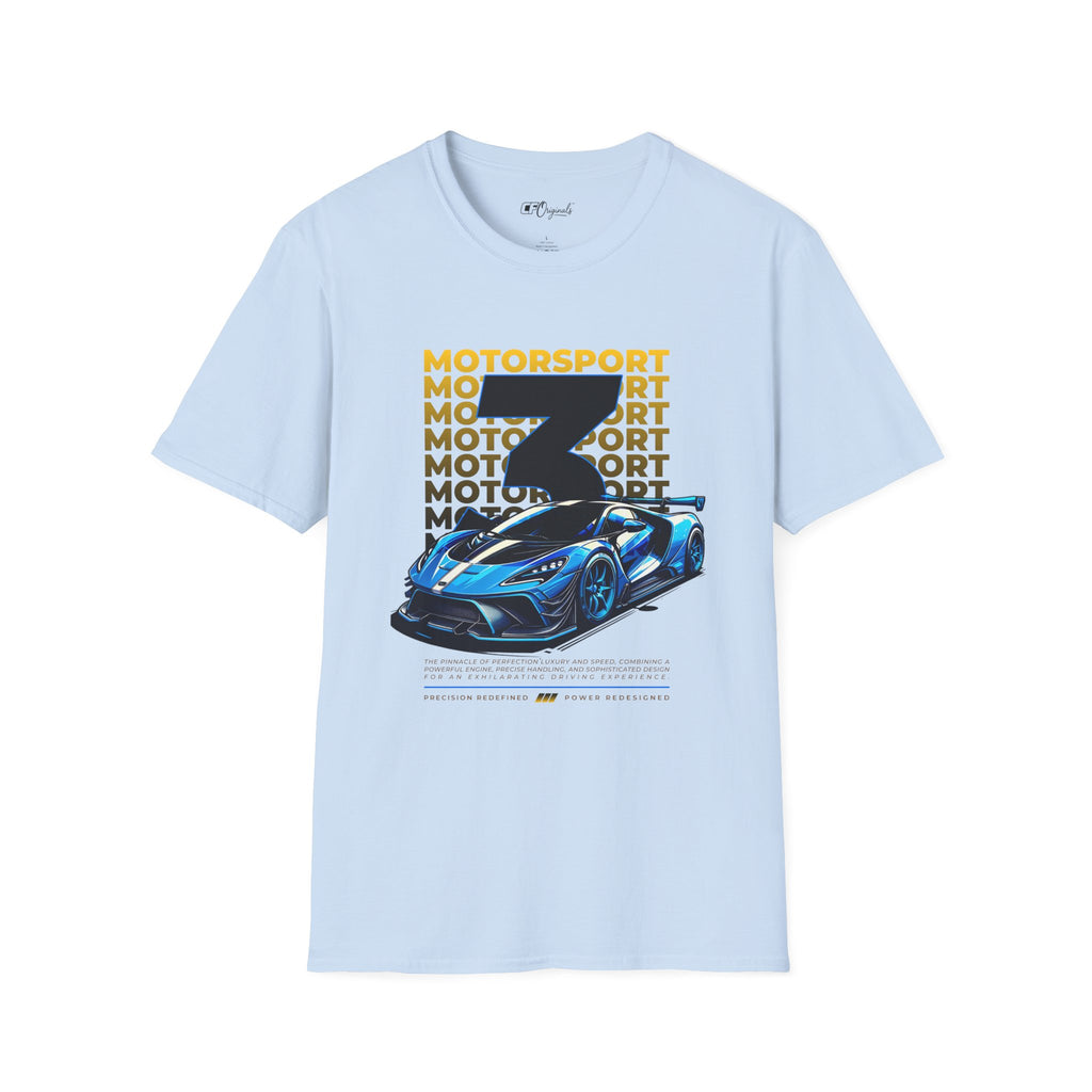 Motorsport No.3 Racing T‑Shirt — Blue Supercar Graphic Tee