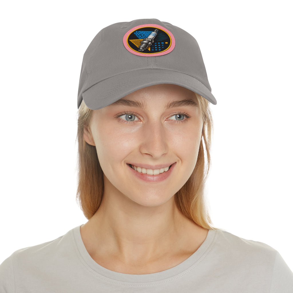Spark Plug Patch Dad Hat — Vintage Automotive Mechanic Cap