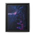 Neon Mountain Road Matte Canvas Print — Framed Nightscape Wall Art
