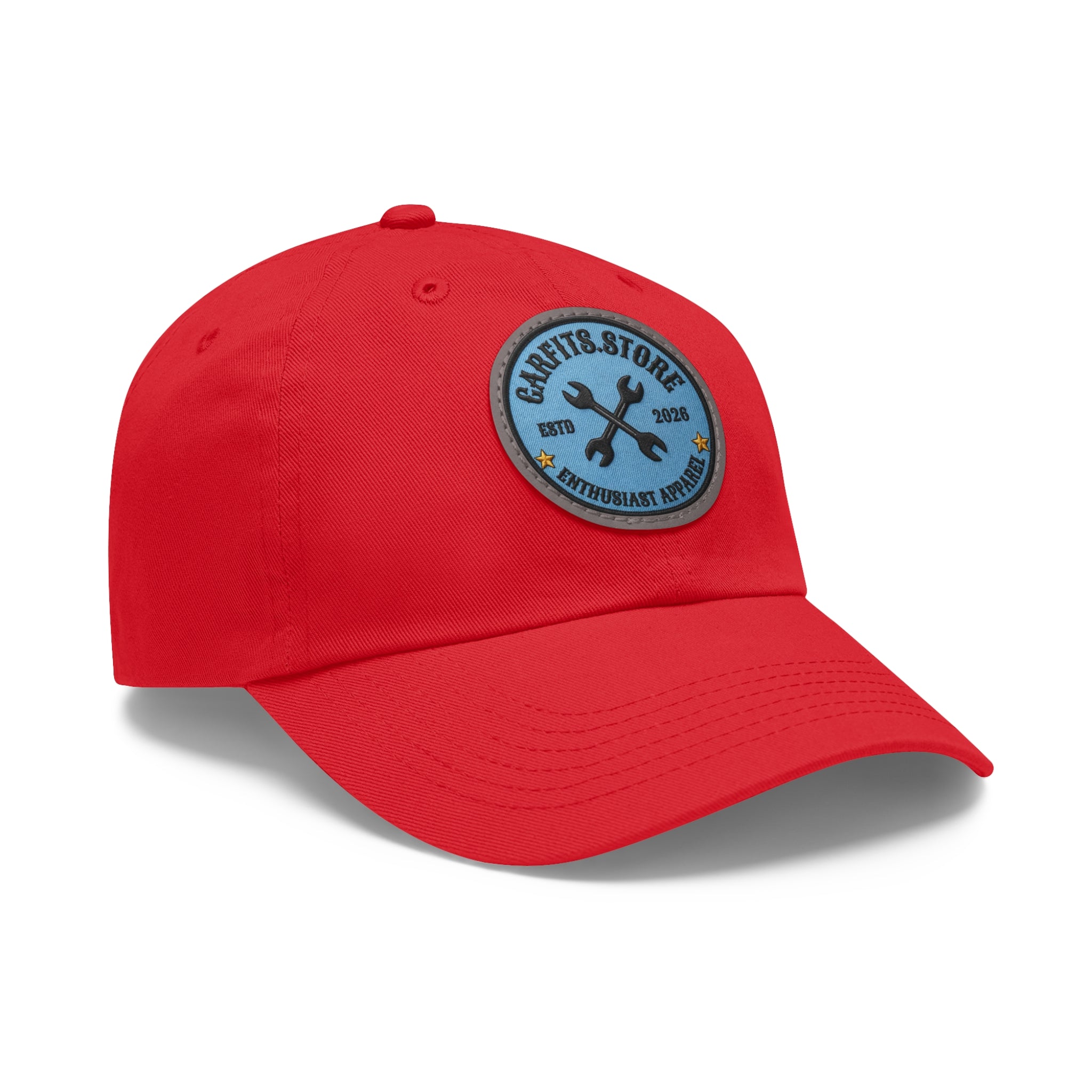 Mechanic Logo Dad Hat — Leather Patch Cap