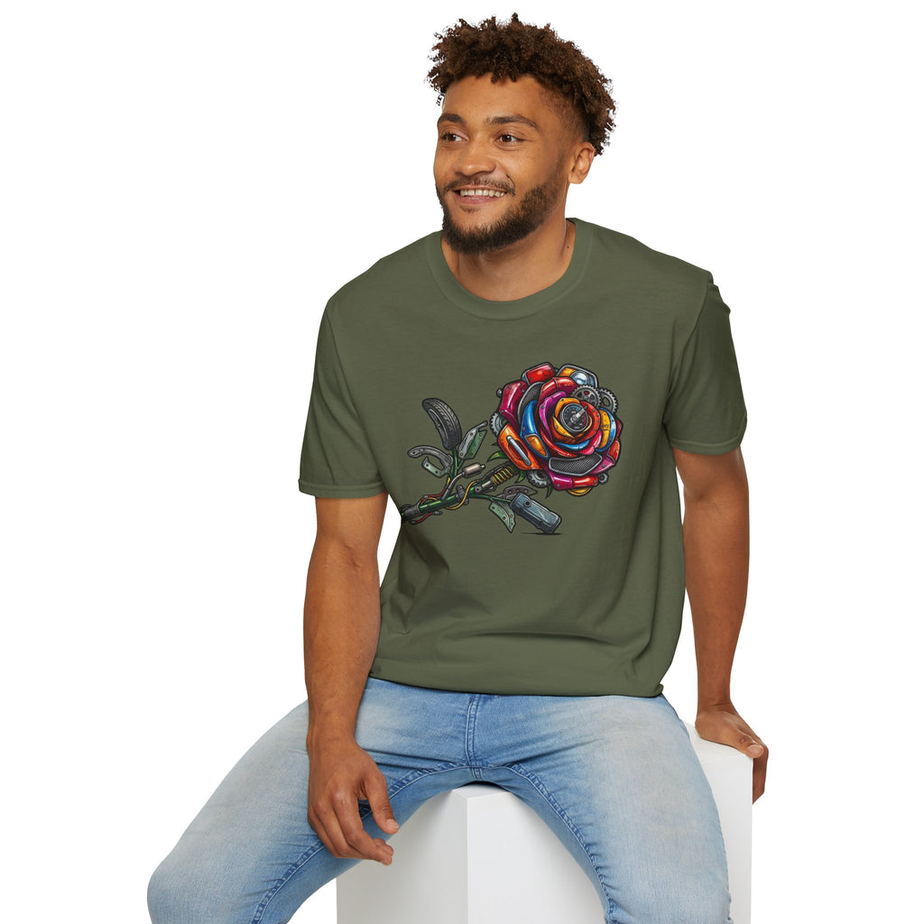 Colorful Mechanical Rose Graphic Tee